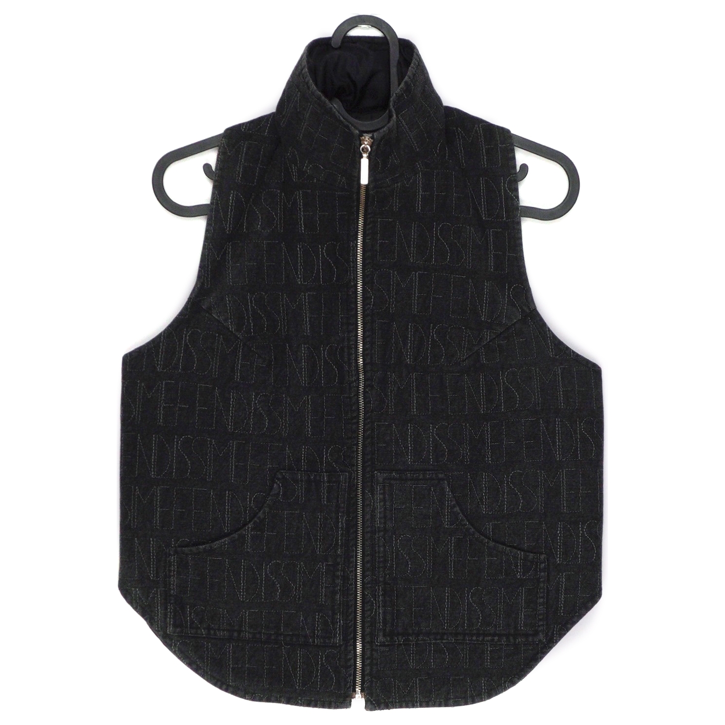 Fendissime Monogram Embroidered Logo Hood Gilet Vest Jacket