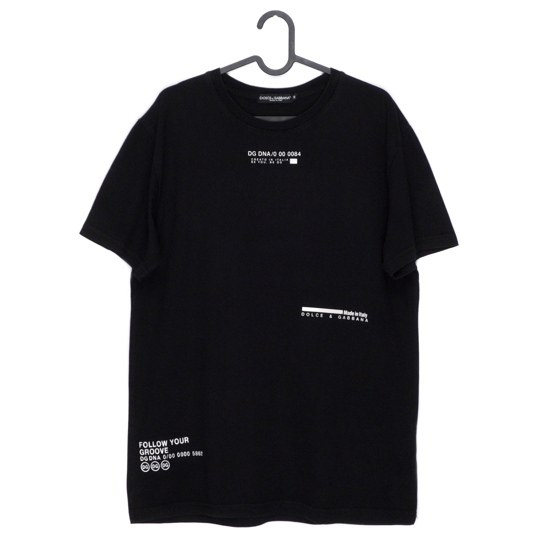 Dolce Gabbana Feel Your Soul DG Embosed Logo Black Tee Shirt