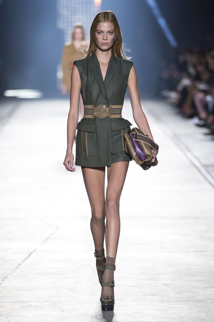 Donatella Versace SS16 Army Jungle Green Belted Dress Jacket