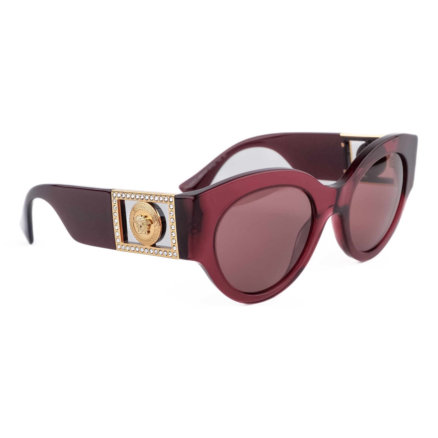 Versace Gold Medusa Logo Crystal Oversized Red Sunglasses