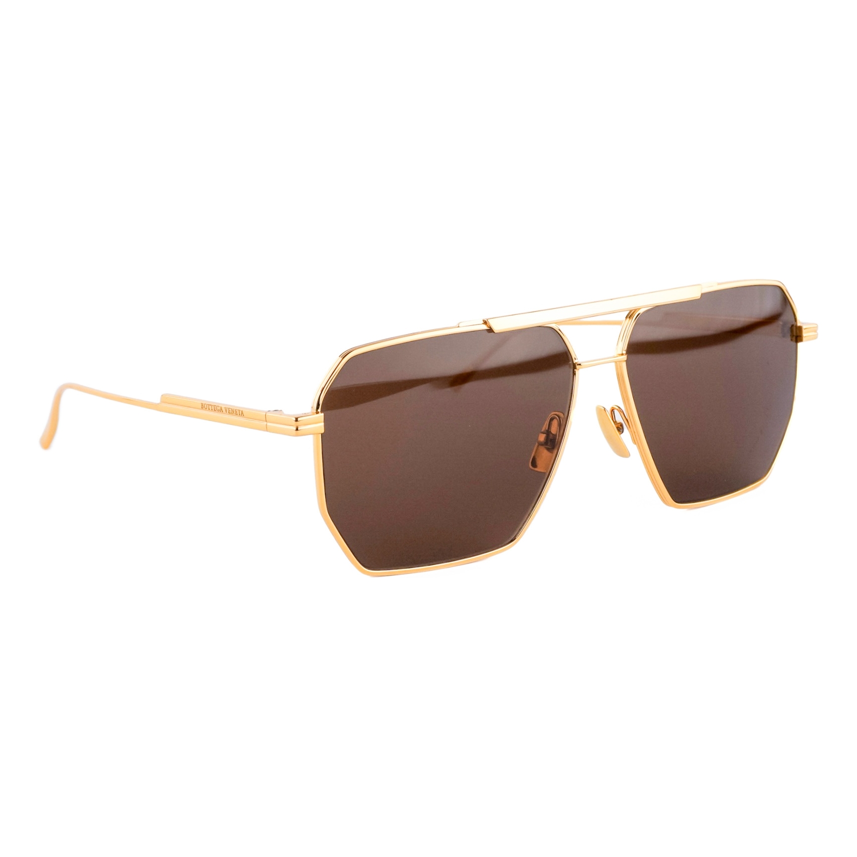 Bottega Veneta BV1012S Gold Logo Aviator Sunglasses