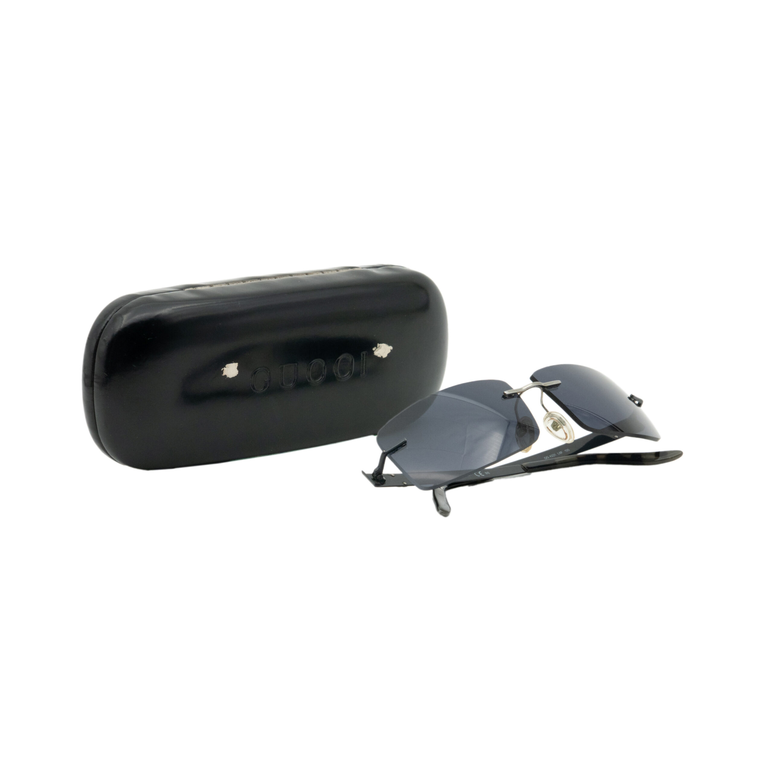 Vintage Gucci GG Rectangular Titanium Rimless Sunglasses — photo 7