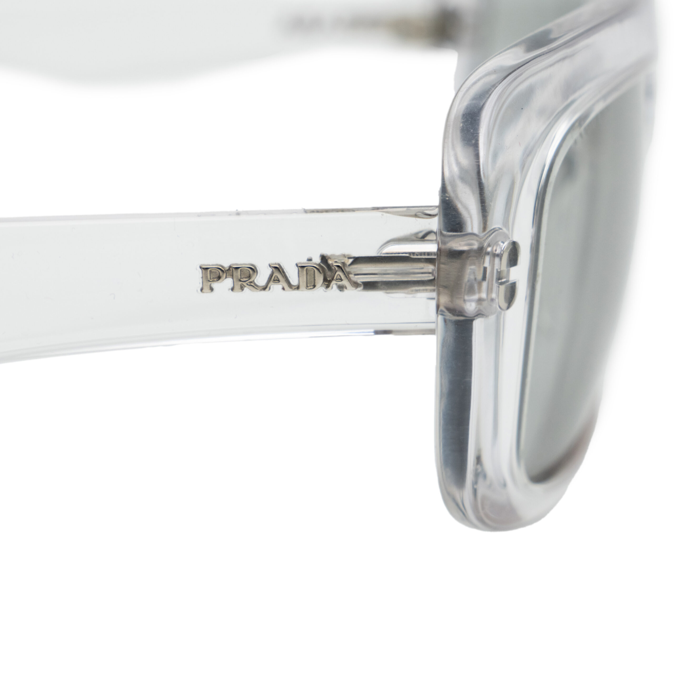 Prada Symbol Silver Logo Transparent Square Sunglasses — photo 4