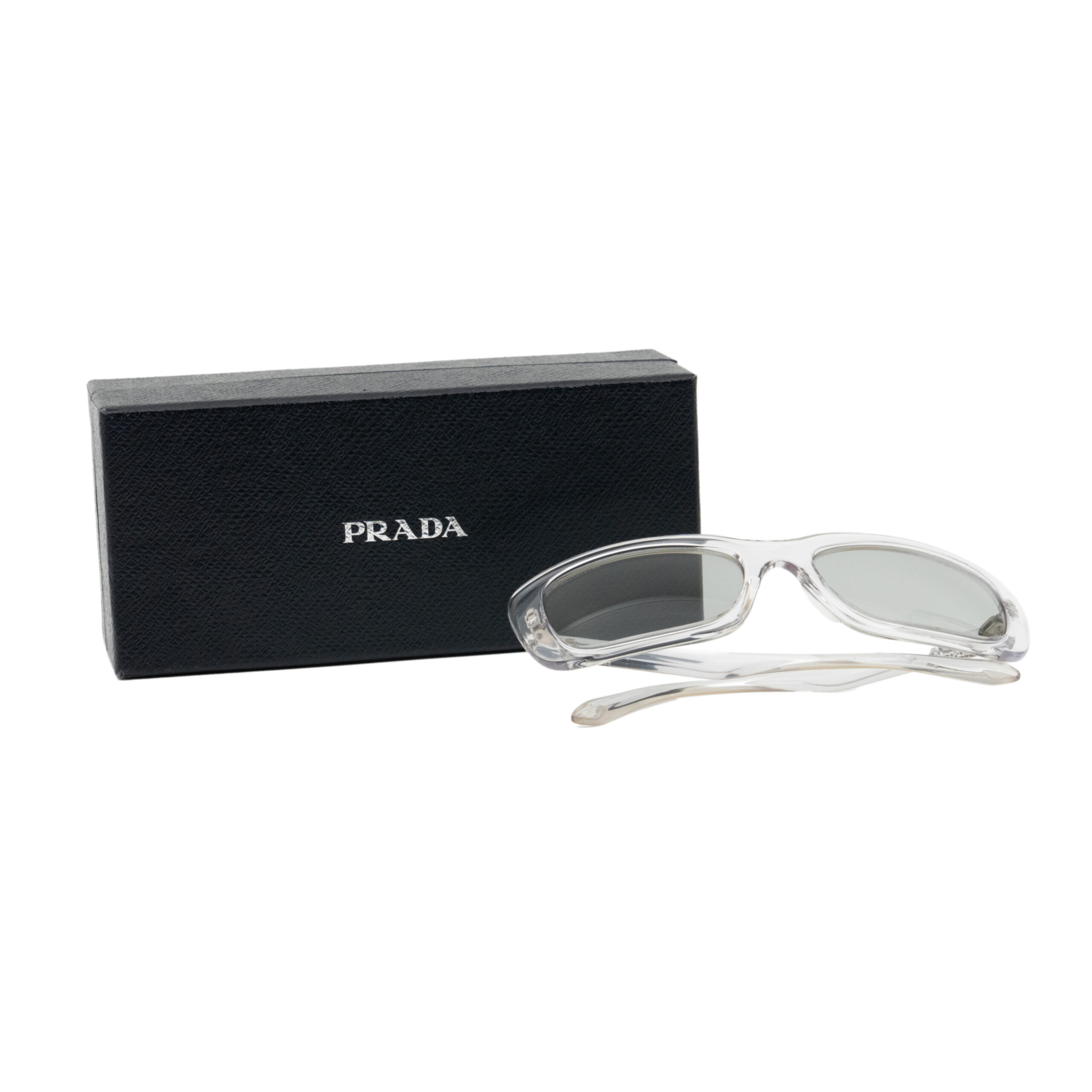 Prada Symbol Silver Logo Transparent Square Sunglasses — photo 7