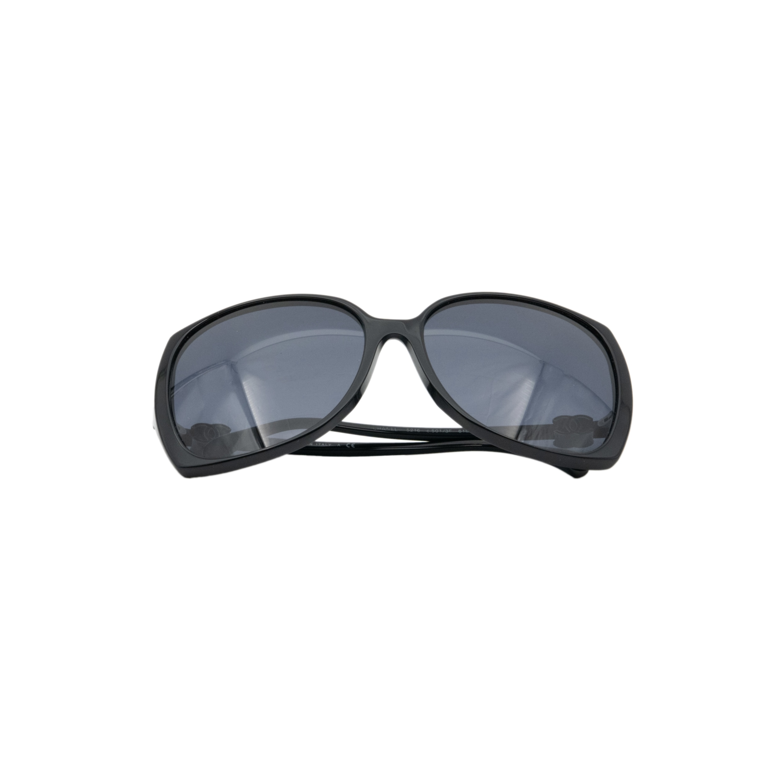 Vintage Rare Chanel 5216 CC Logo Black Oversized Sunglasses — photo 7