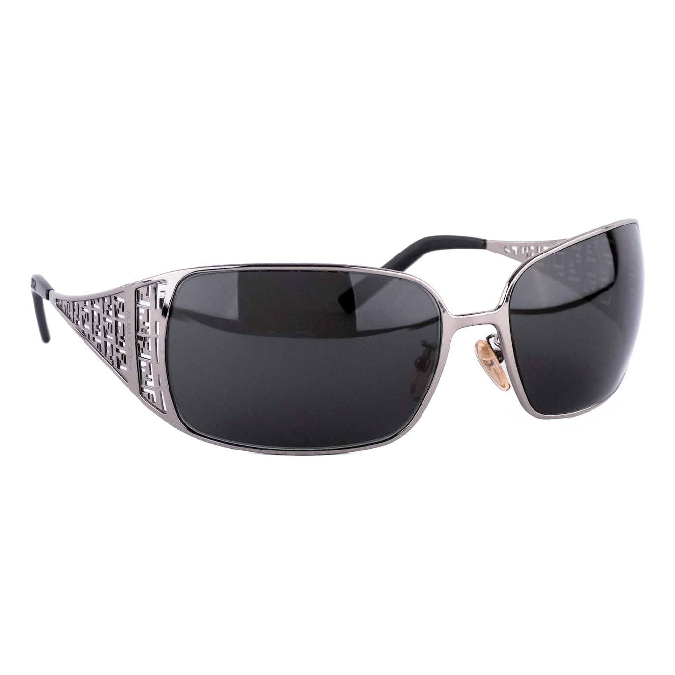 Vintage 90's Fendi FF Silver Monogram Logo Black Sunglasses