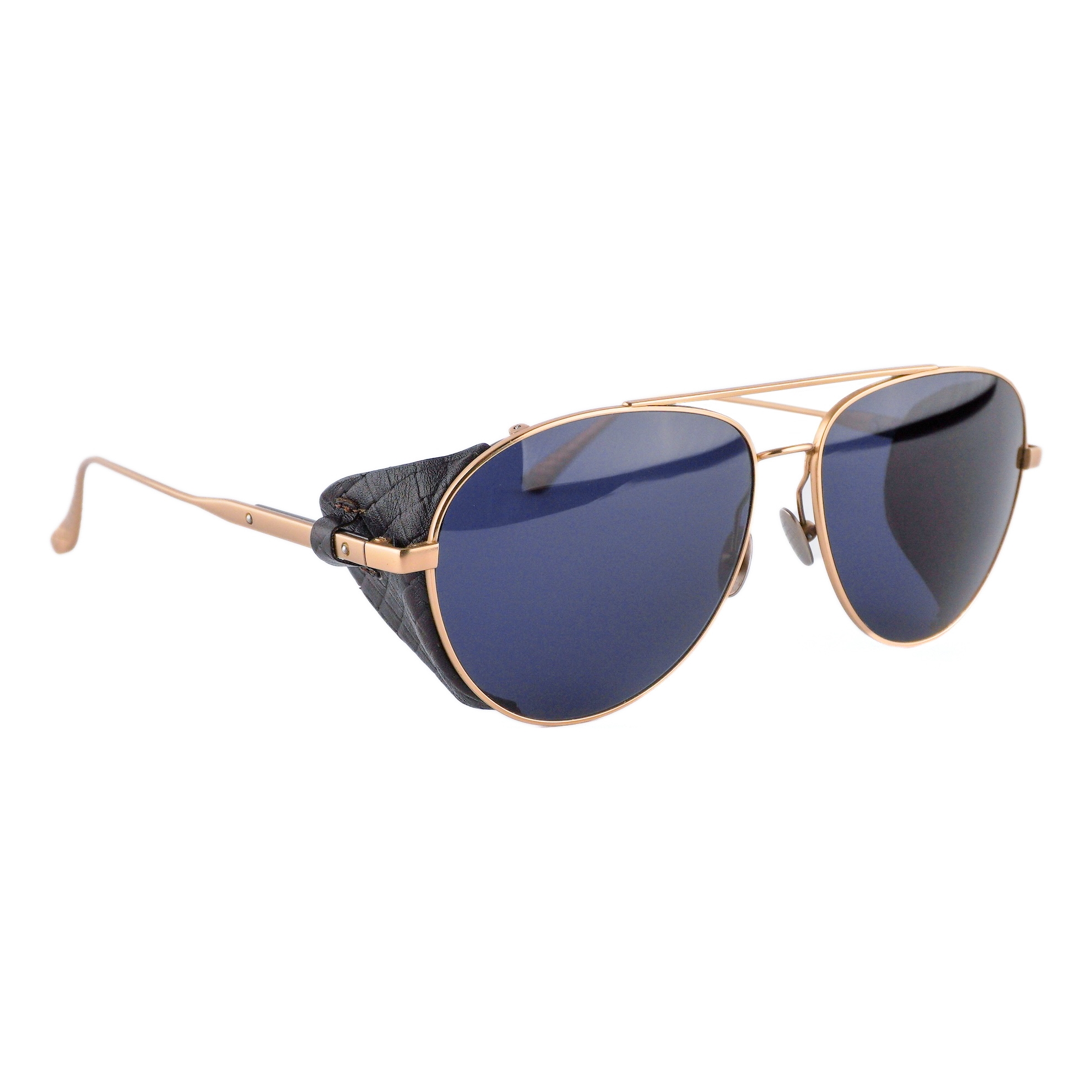 Bottega Veneta Intecciato Leather Gold Aviator Sunglasses
