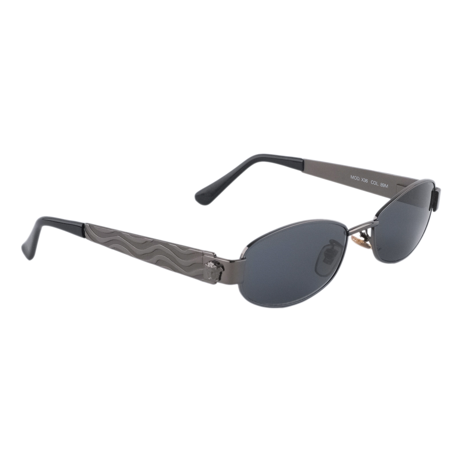 Gianni Versace 1996 MOD. X36 Medusa Gunmetal Logo Sunglasses