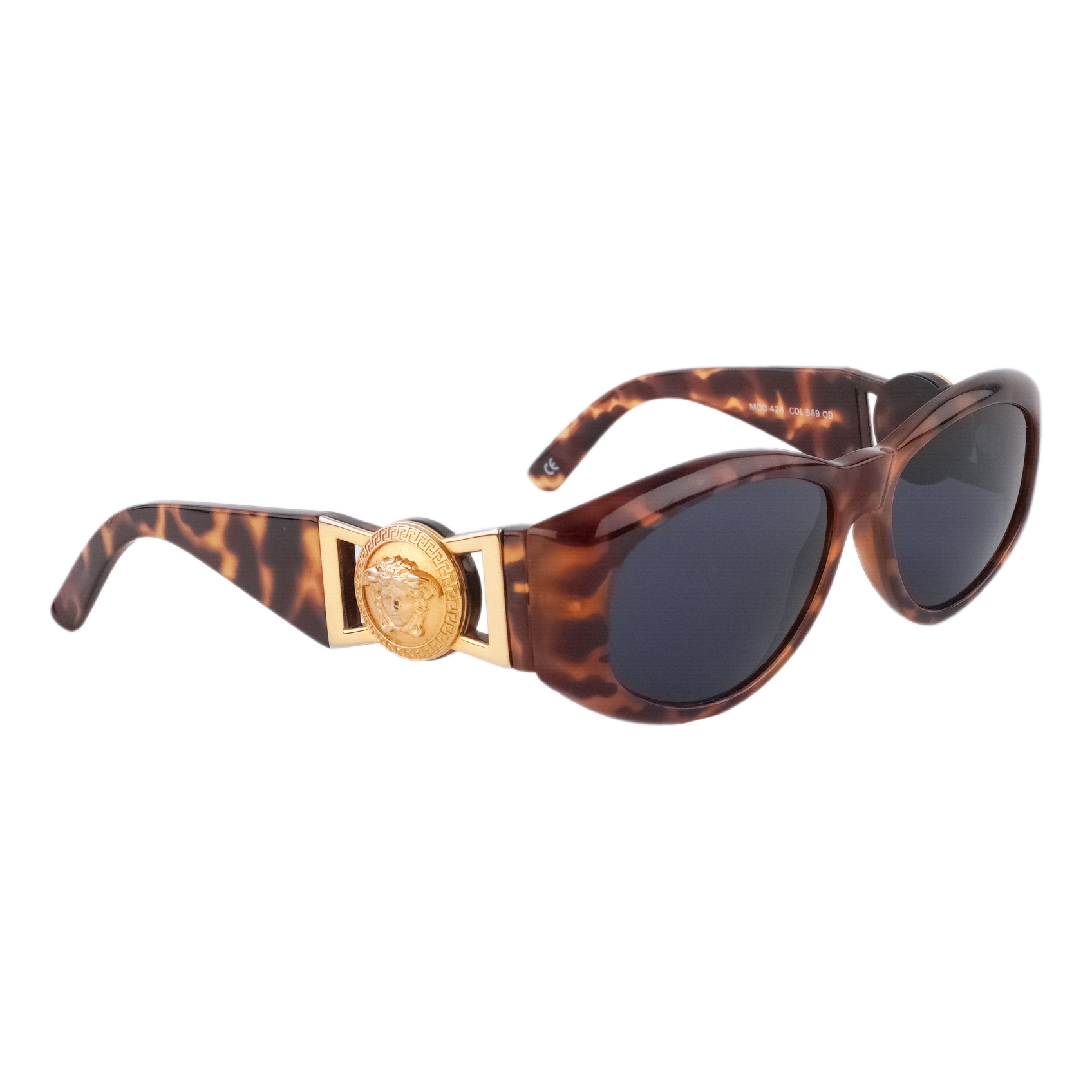 Versace 90’s MOD. 424 Biggie Medusa Gold Logo Leo Sunglasses