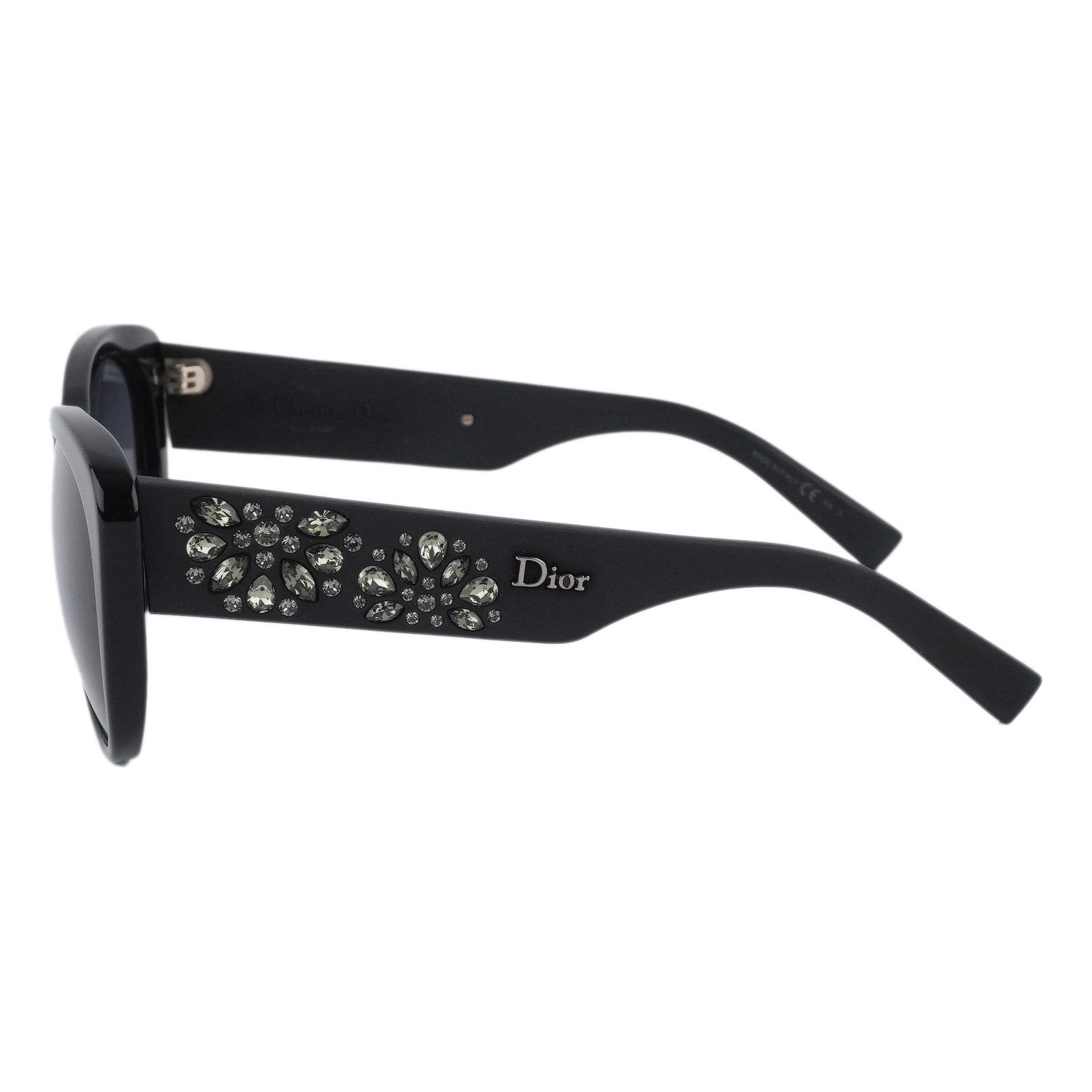 Vintage Dior Inedite Crystal Floral Logo Black Sunglasses — photo 3