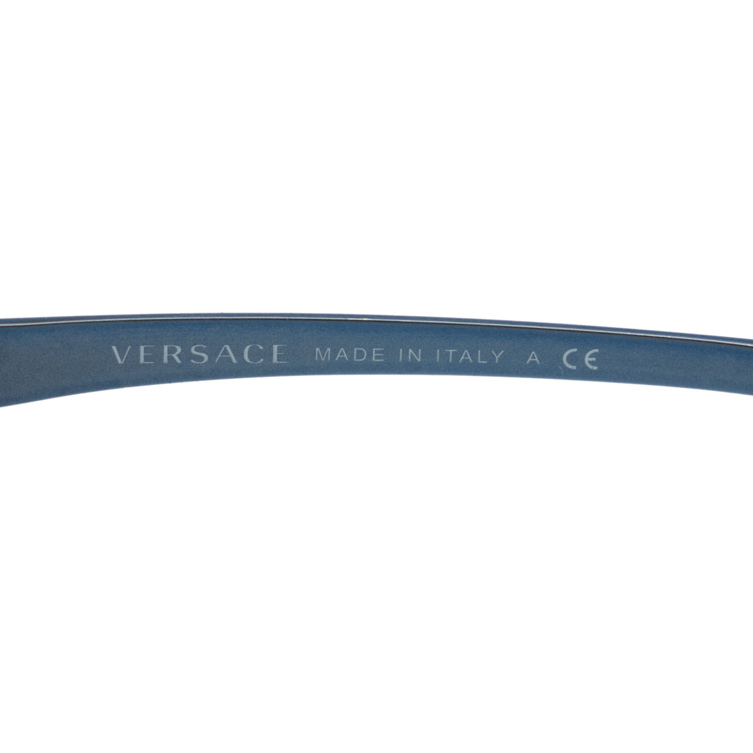 Vintage Versace Medusa Silver Logo Blue Shield Sunglasses — photo 4