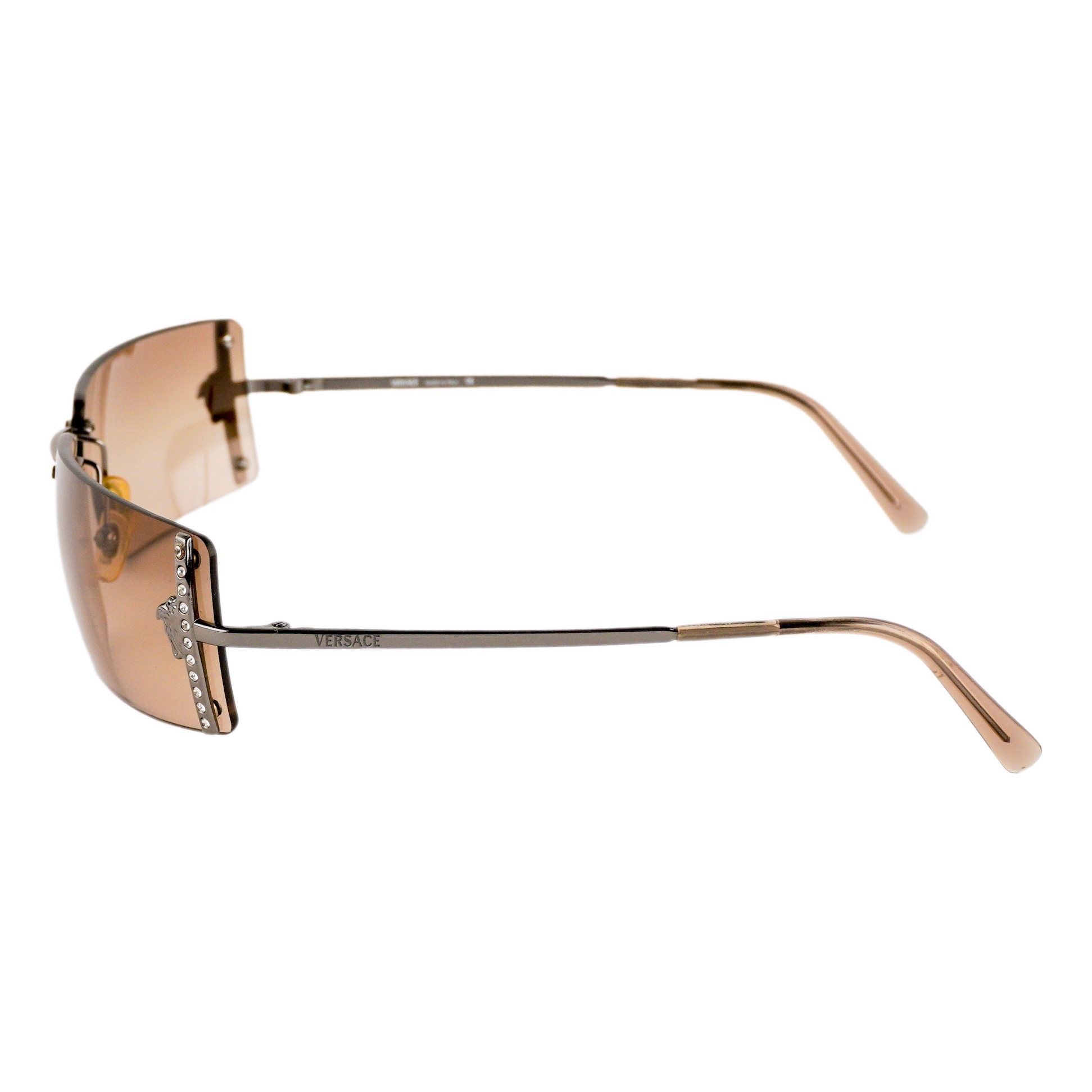 Vintage Versace N29 Medusa Logo Swarovski Rimless Sunglasses — photo 3
