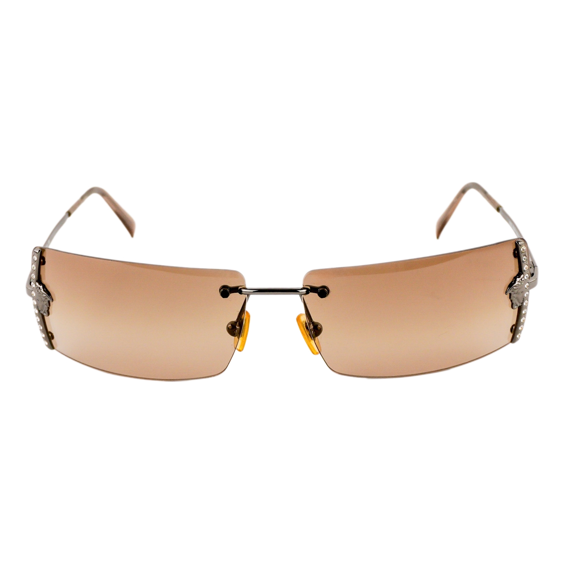Vintage Versace N29 Medusa Logo Swarovski Rimless Sunglasses — photo 2