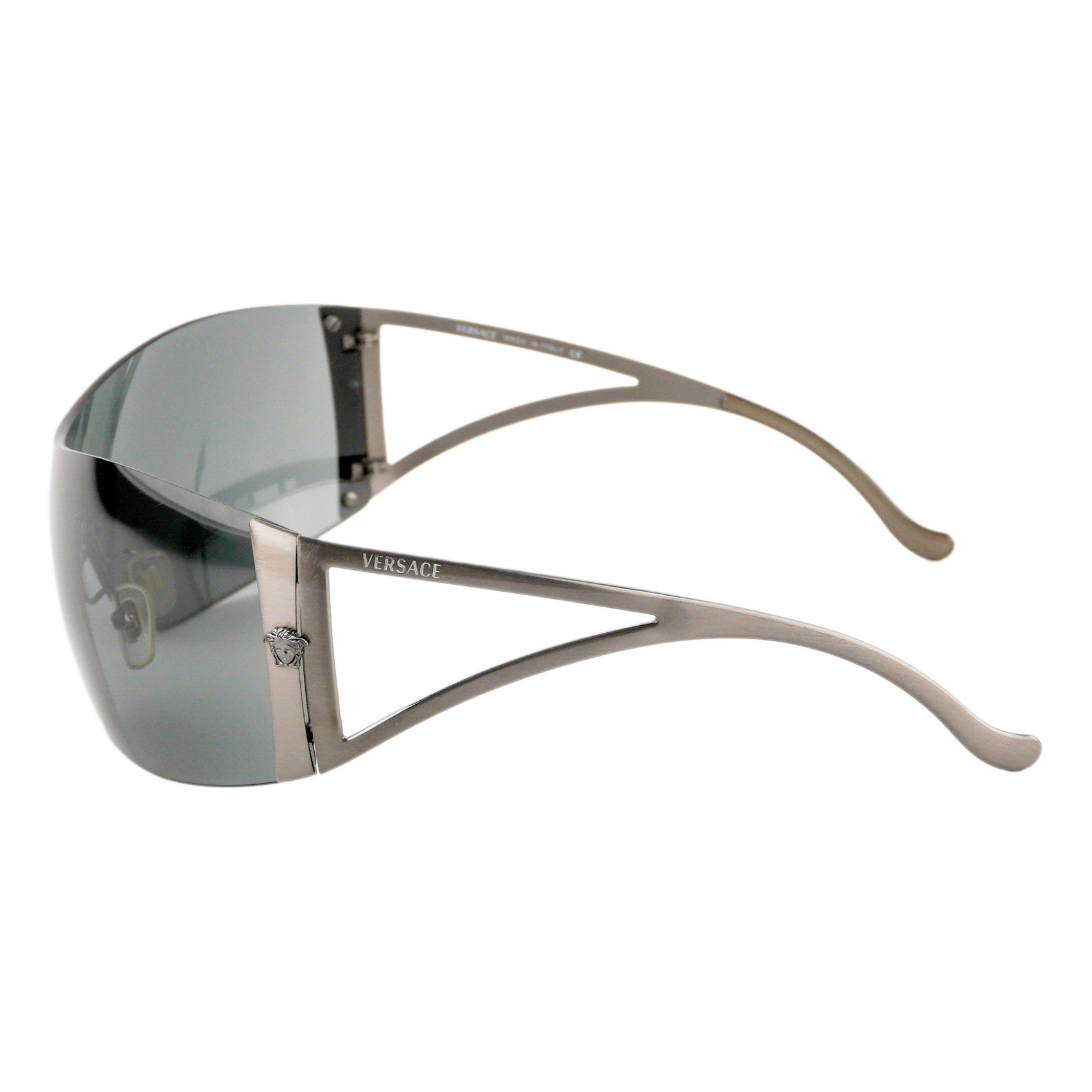 Vintage Versace Medusa Logo Gun Metal Shield Mask Sunglasses — photo 3