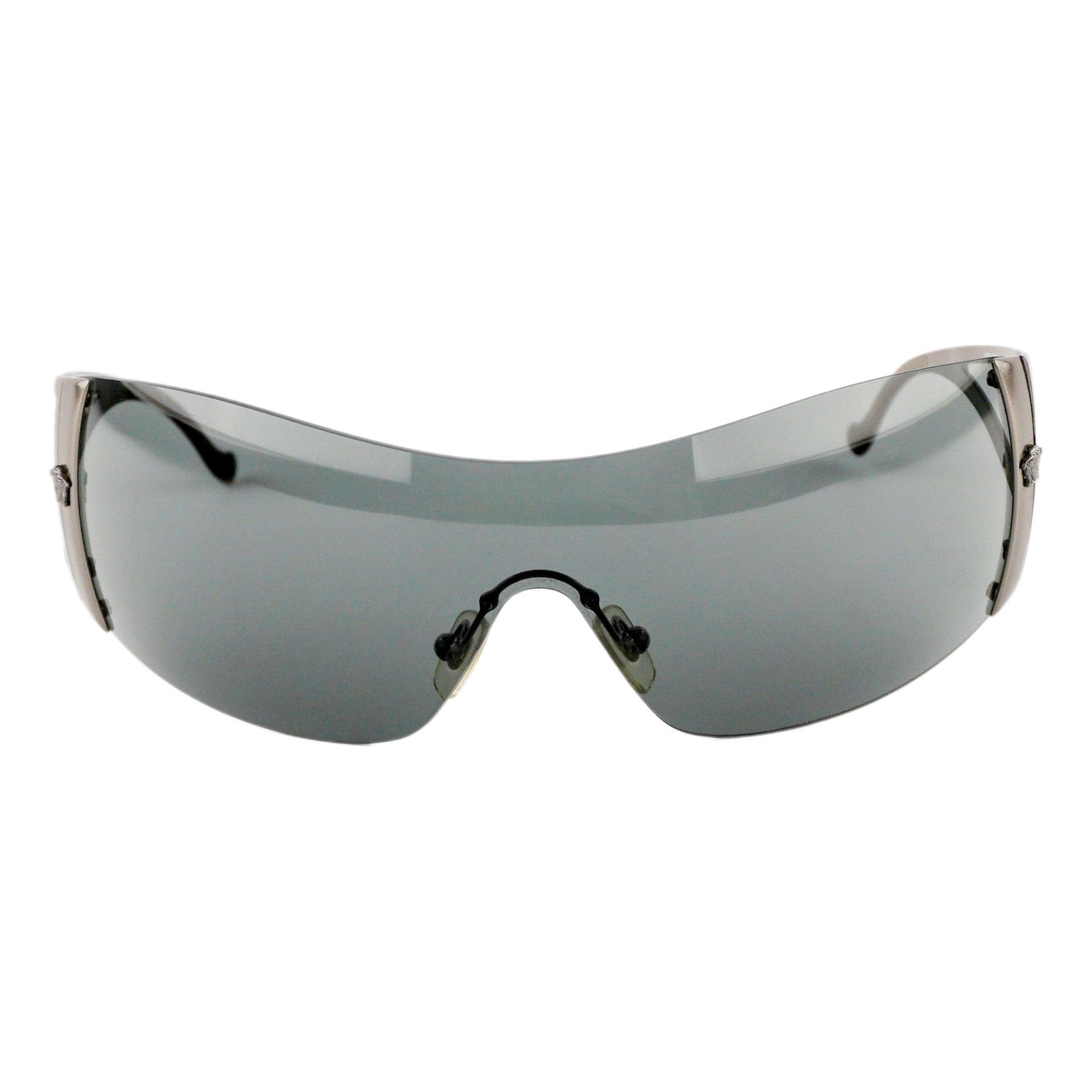 Vintage Versace Medusa Logo Gun Metal Shield Mask Sunglasses — photo 2