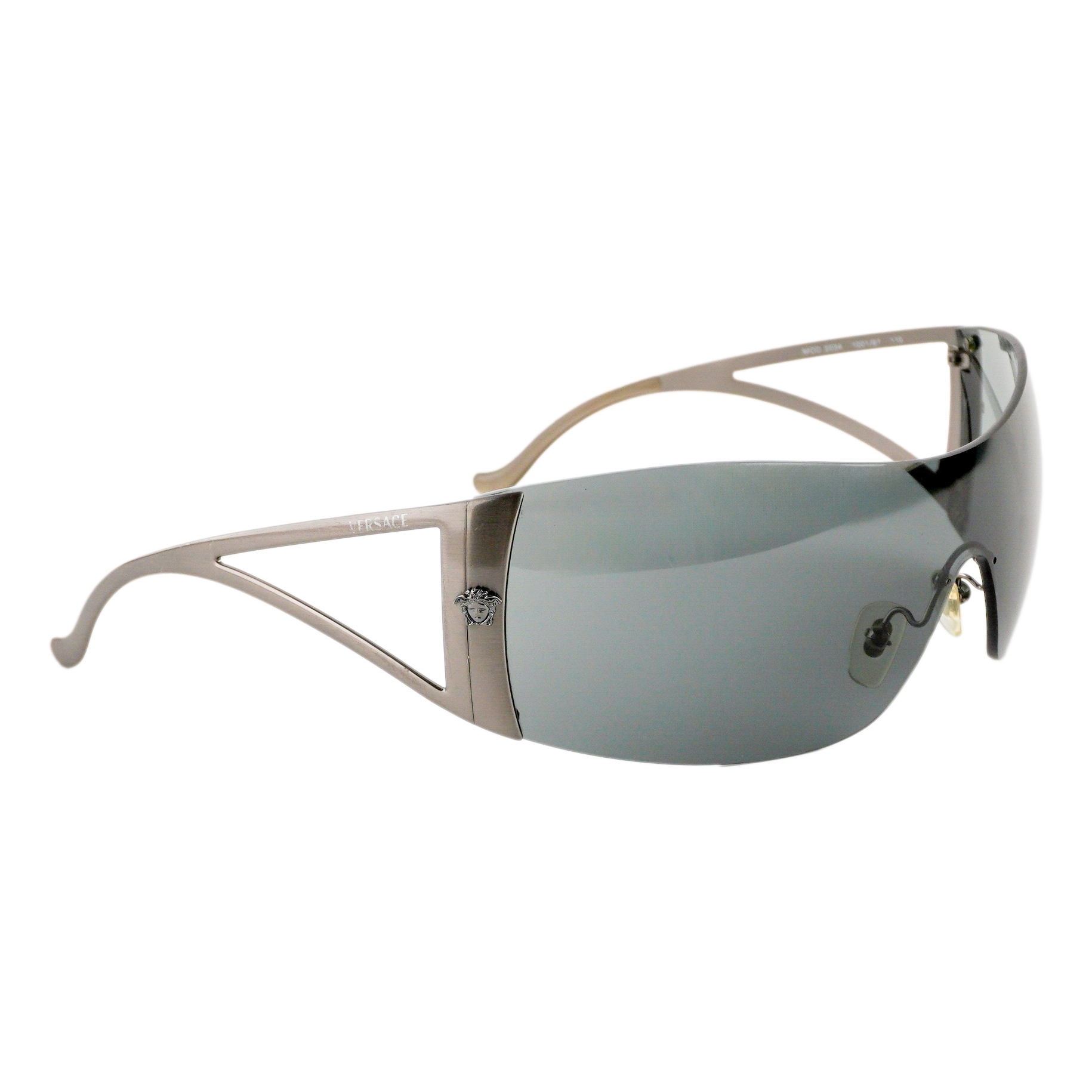 Vintage Versace Medusa Logo Gun Metal Shield Mask Sunglasses