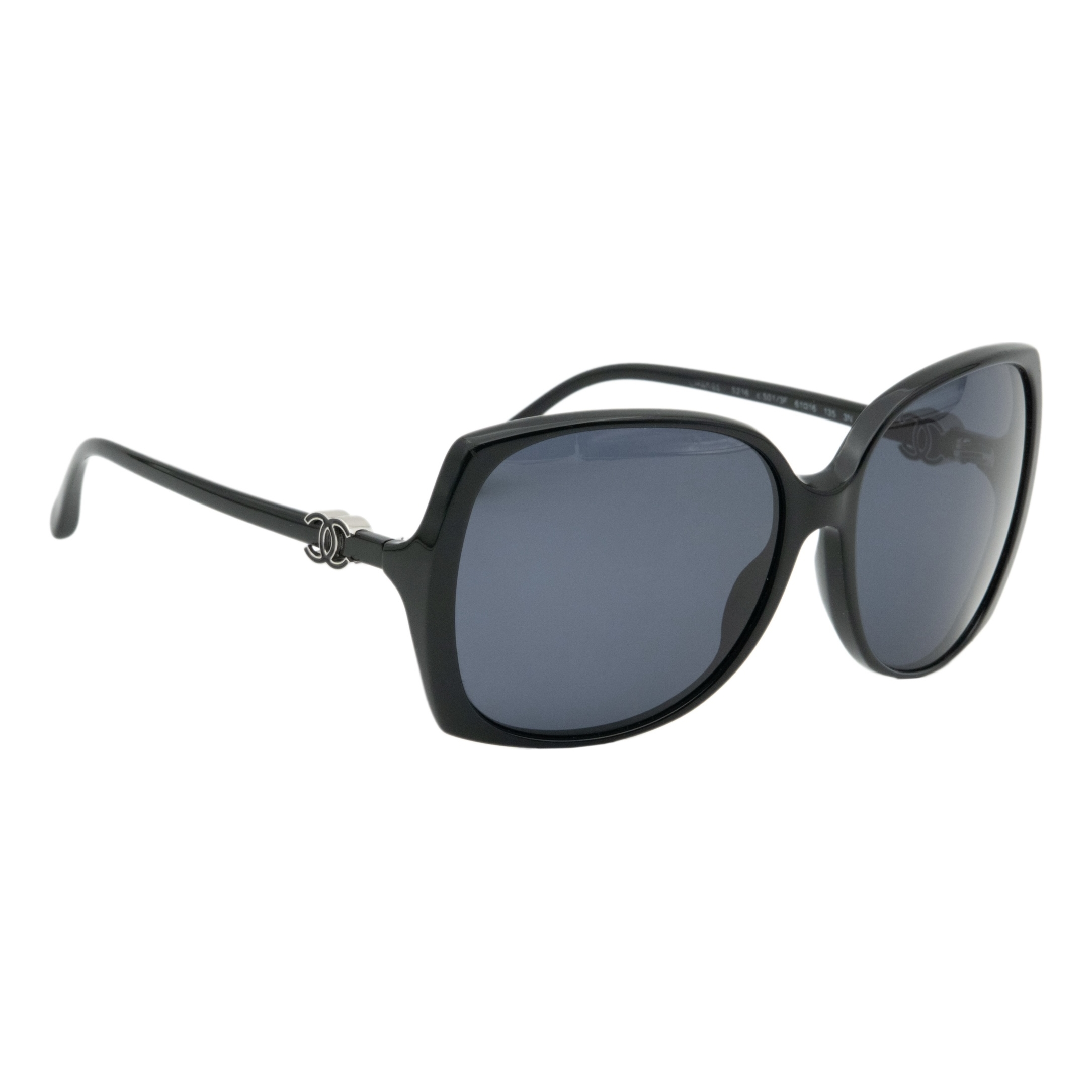 Vintage Rare Chanel 5216 CC Logo Black Oversized Sunglasses