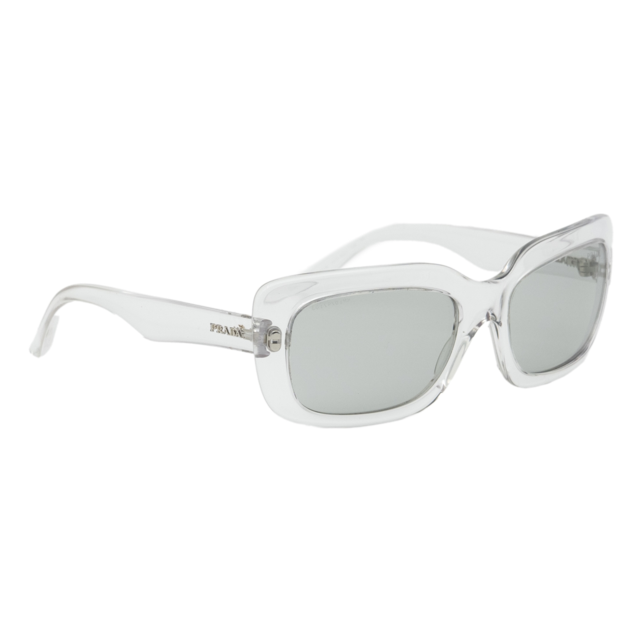 Prada Symbol Silver Logo Transparent Square Sunglasses
