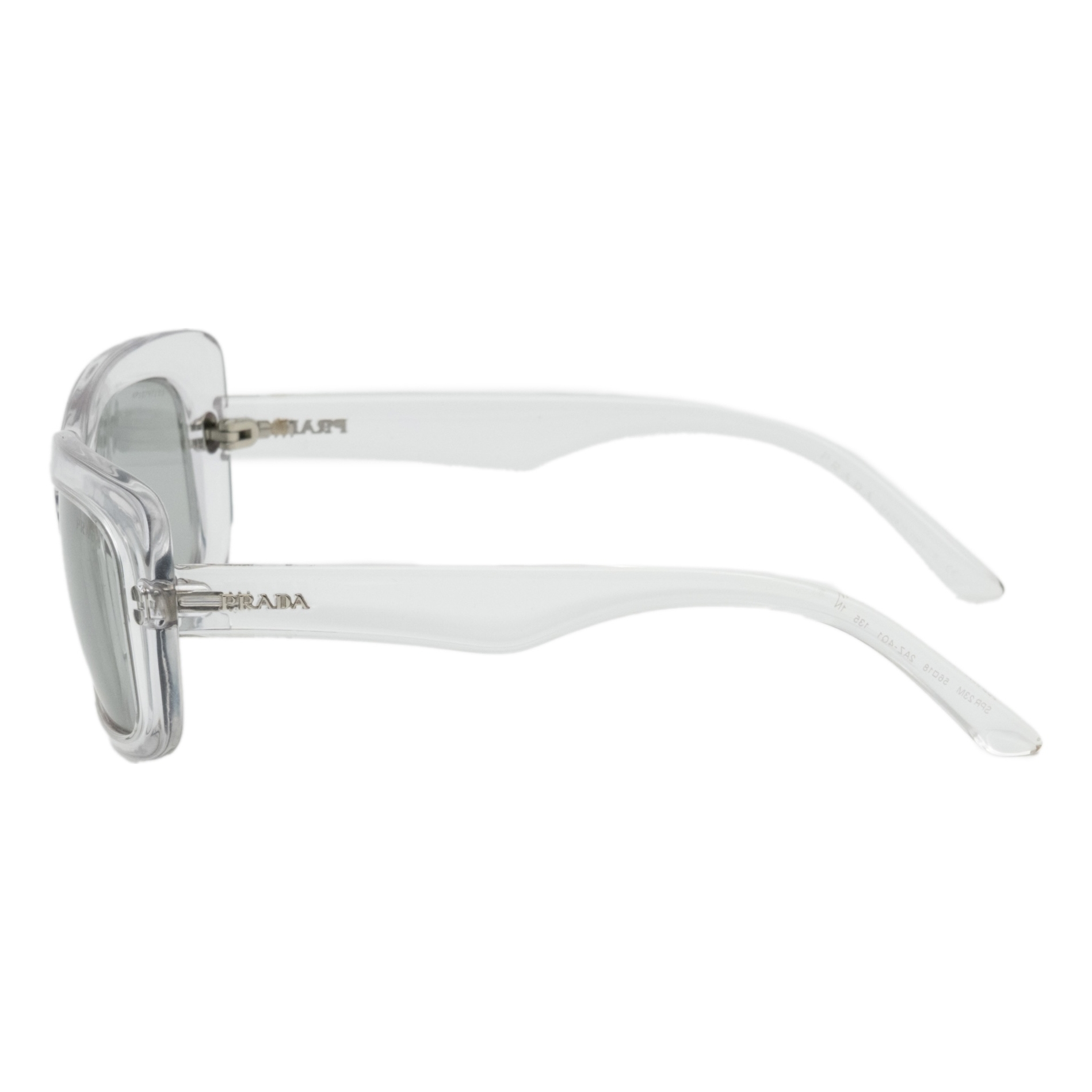 Prada Symbol Silver Logo Transparent Square Sunglasses — photo 3
