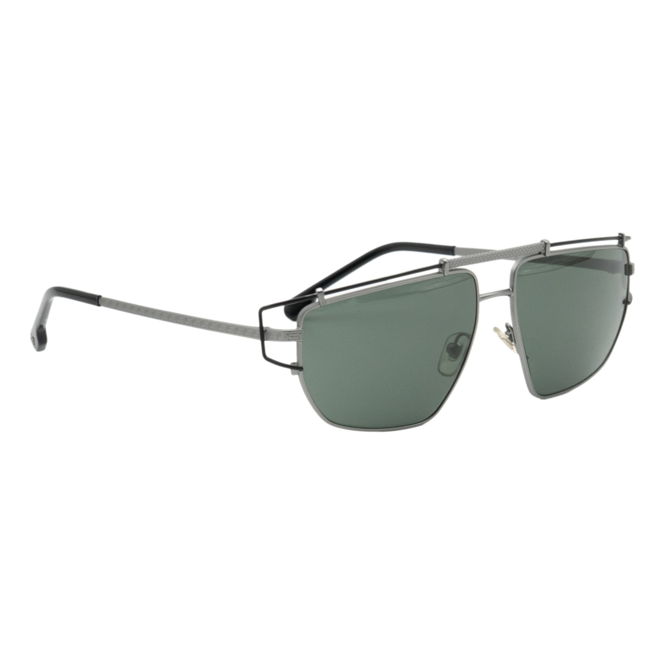Versace Monogram Greca Logo Gunmetal Aviator Sunglasses