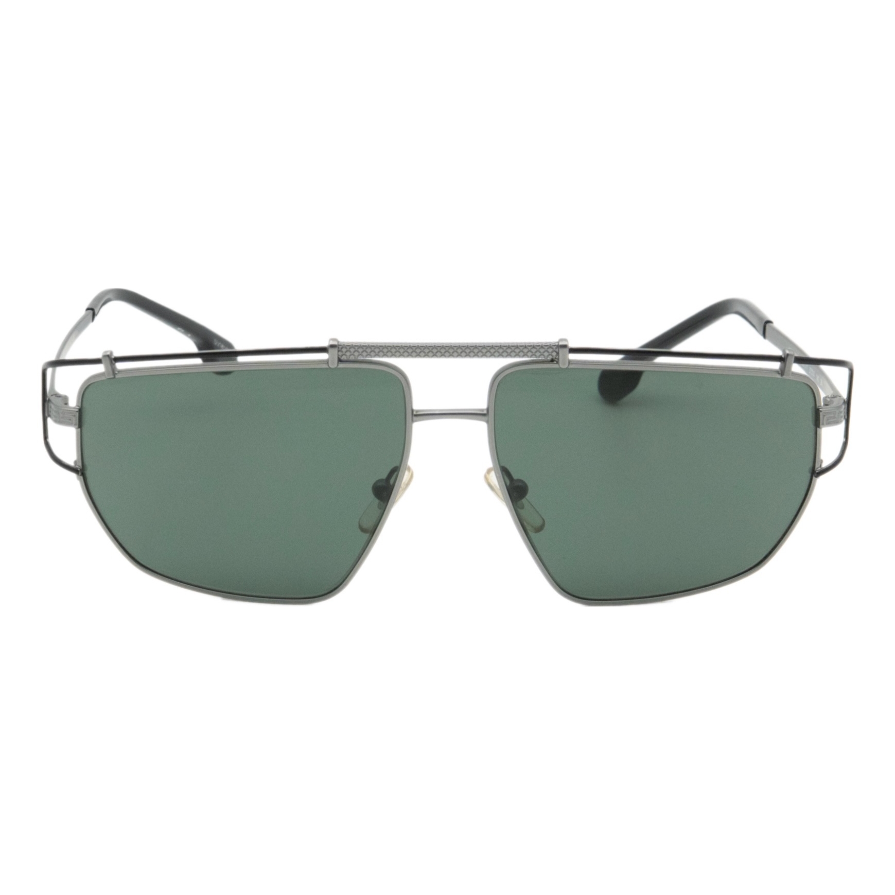 Versace Monogram Greca Logo Gunmetal Aviator Sunglasses — photo 2