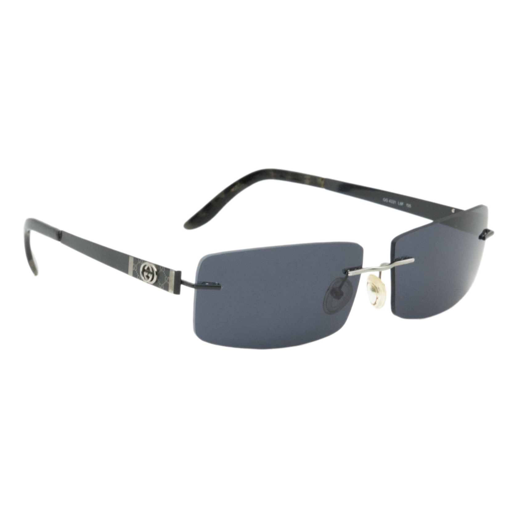 Vintage Gucci GG Rectangular Titanium Rimless Sunglasses