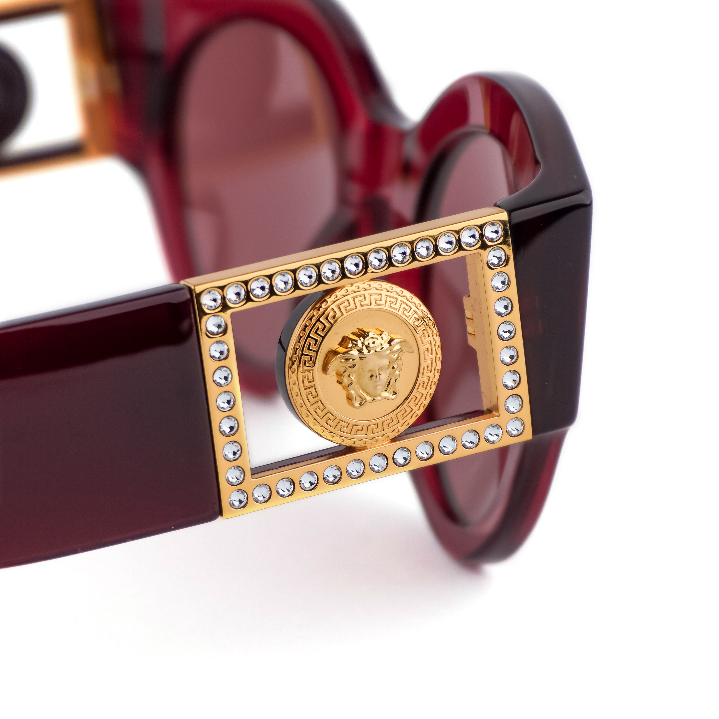 Versace Gold Medusa Logo Crystal Oversized Red Sunglasses — photo 7