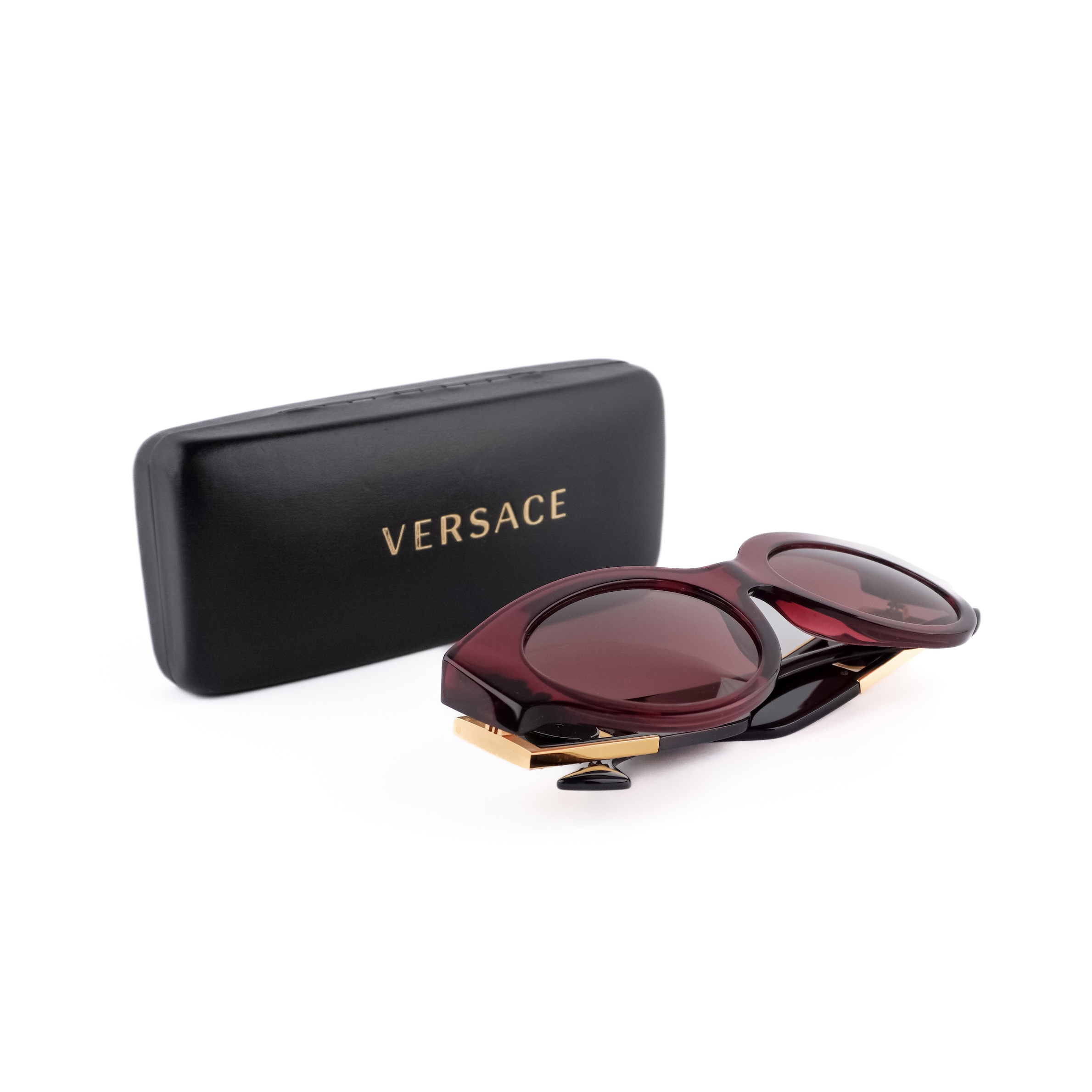 Versace Gold Medusa Logo Crystal Oversized Red Sunglasses — photo 8