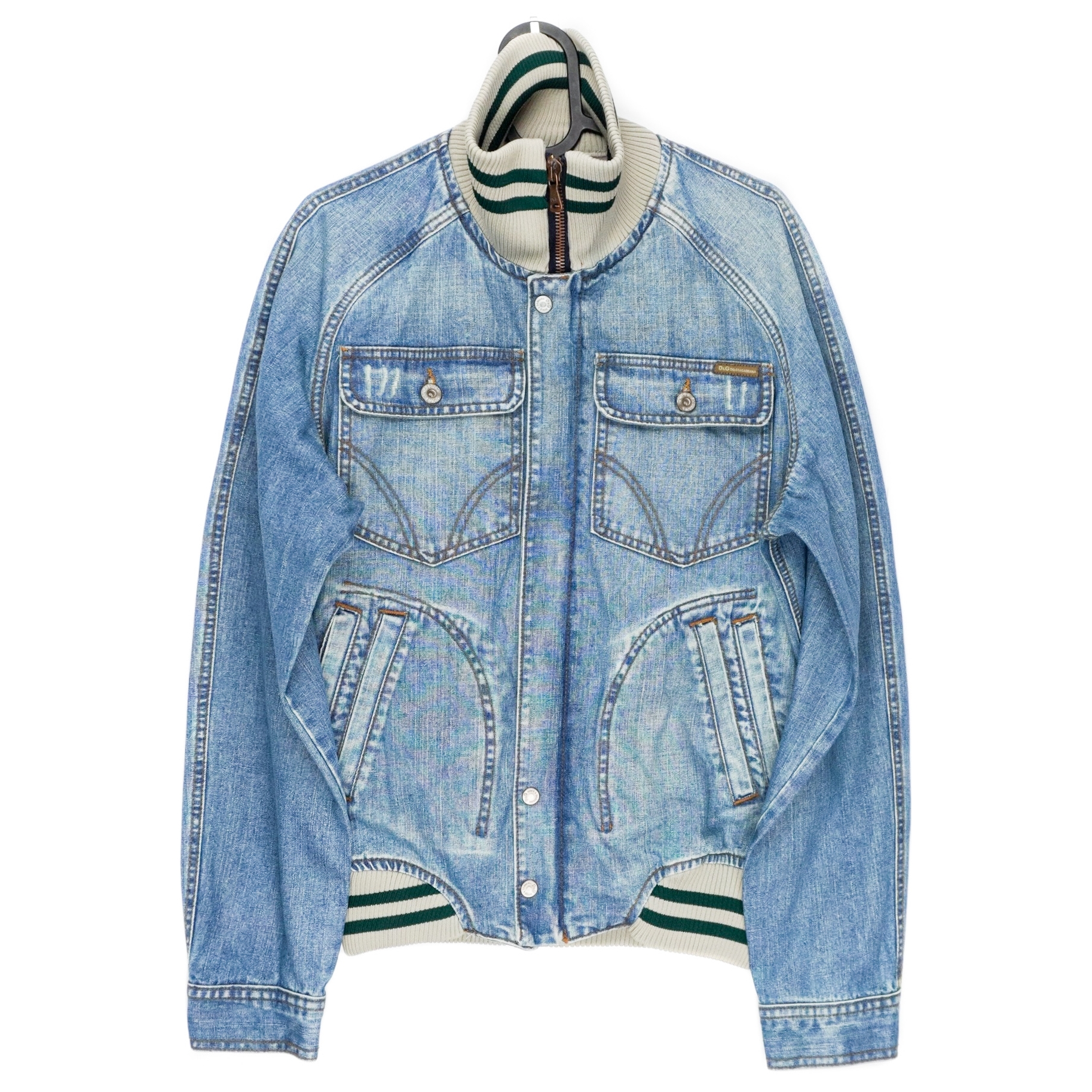 Dolce Gabbana SS2005 DG Logo Light Blue Denim Bomber Jacket