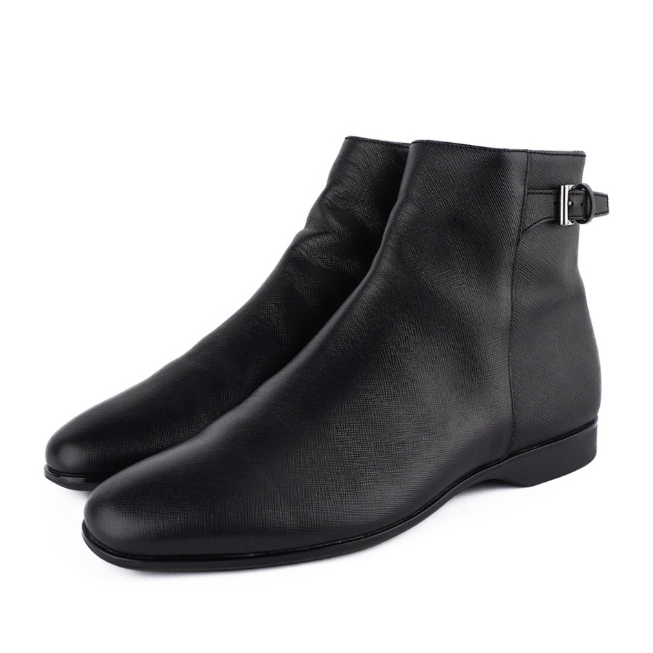 Prada Milano Classic Saffiano Leather Black Chelsea Boots