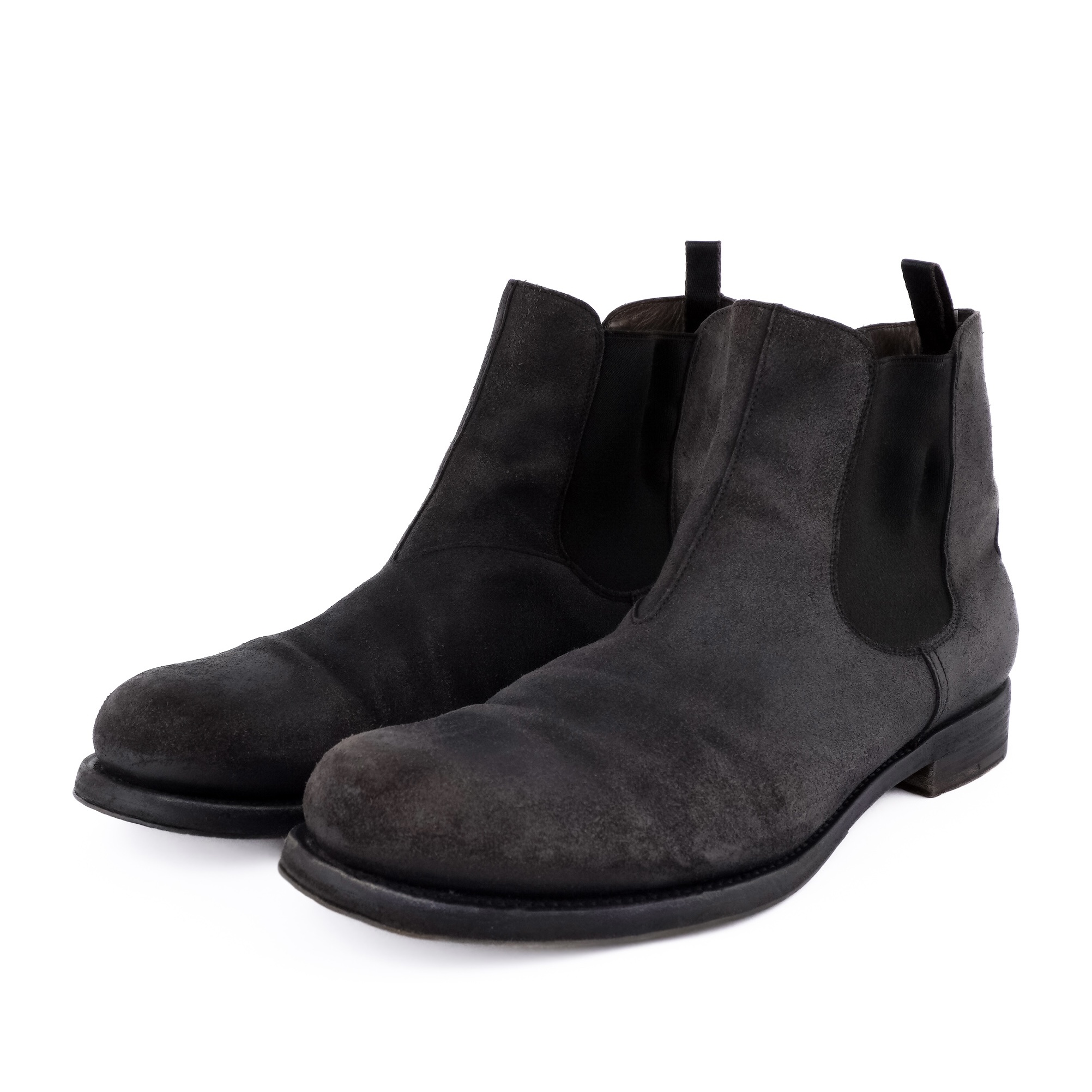 Vintage Jil Sander Waxed Finish Suede Leather Black Boots