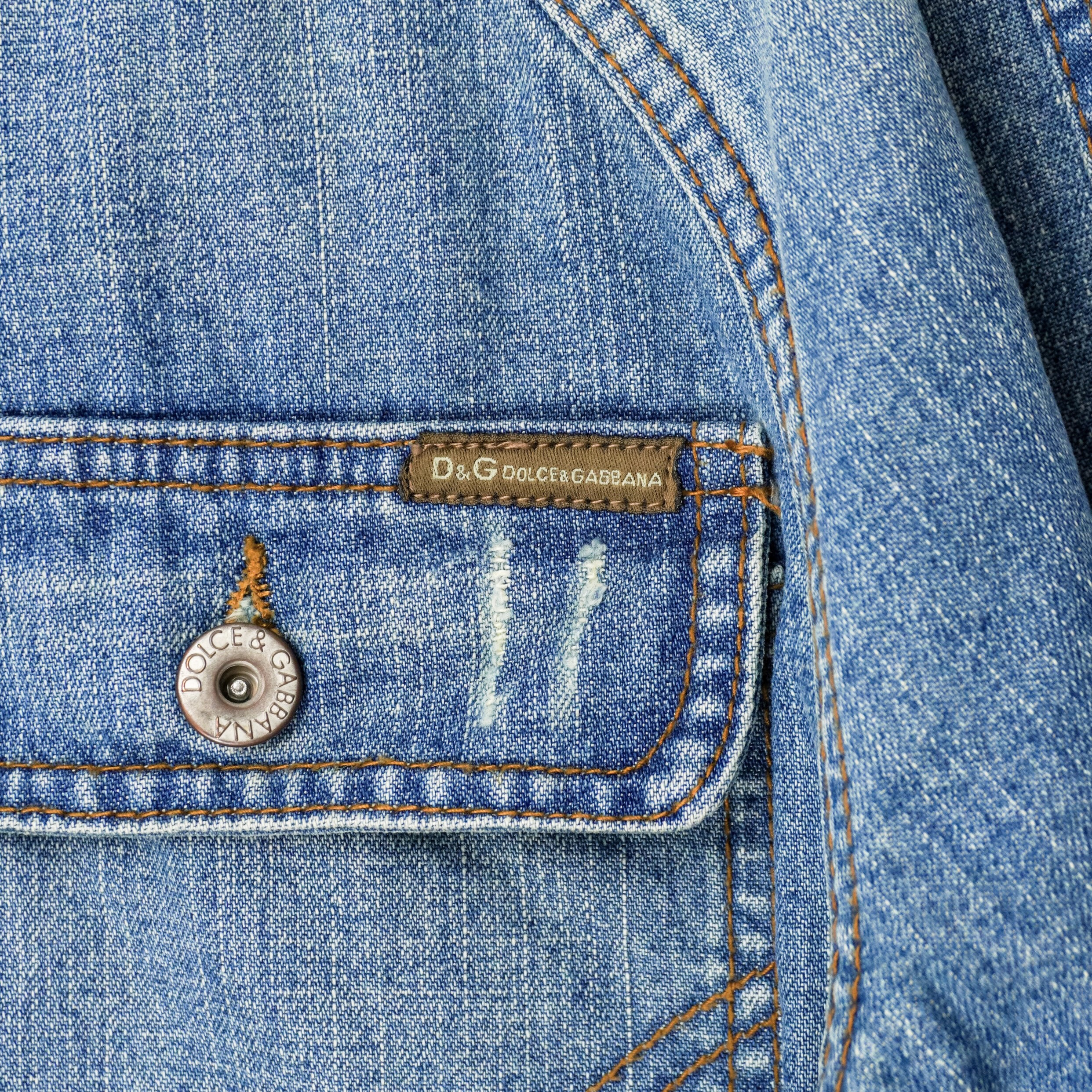Dolce Gabbana SS2005 DG Logo Light Blue Denim Bomber Jacket — photo 5