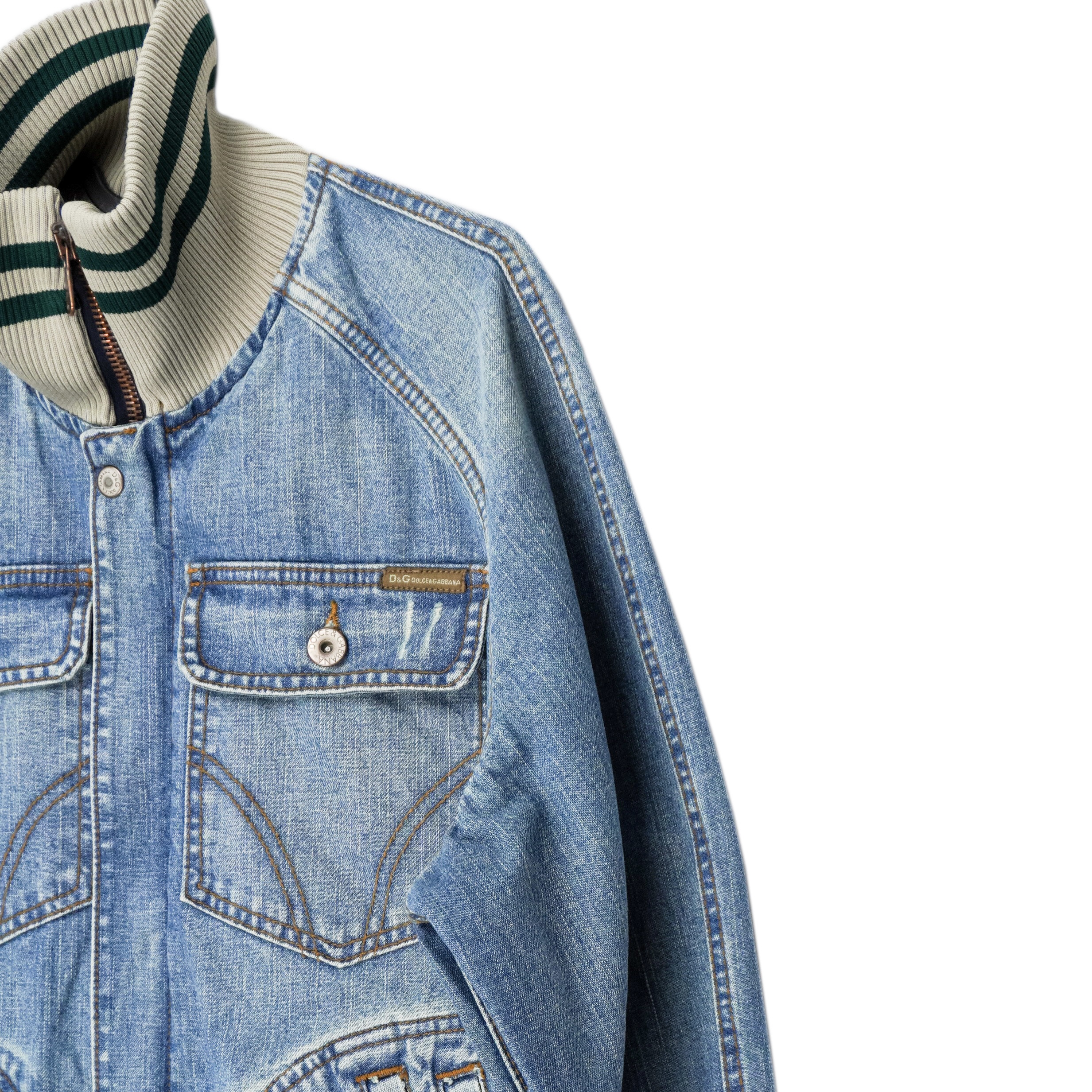 Dolce Gabbana SS2005 DG Logo Light Blue Denim Bomber Jacket — photo 4