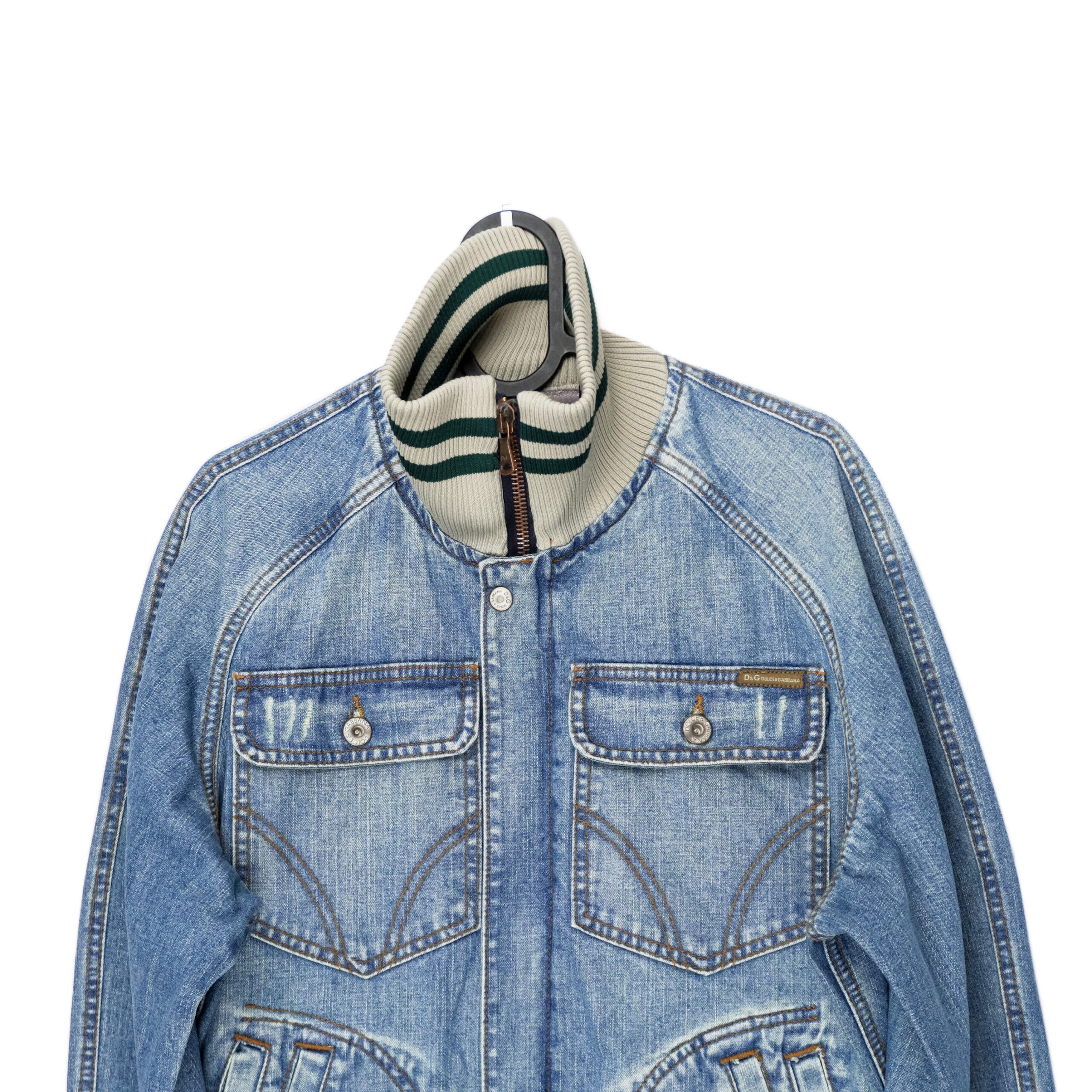 Dolce Gabbana SS2005 DG Logo Light Blue Denim Bomber Jacket — photo 3