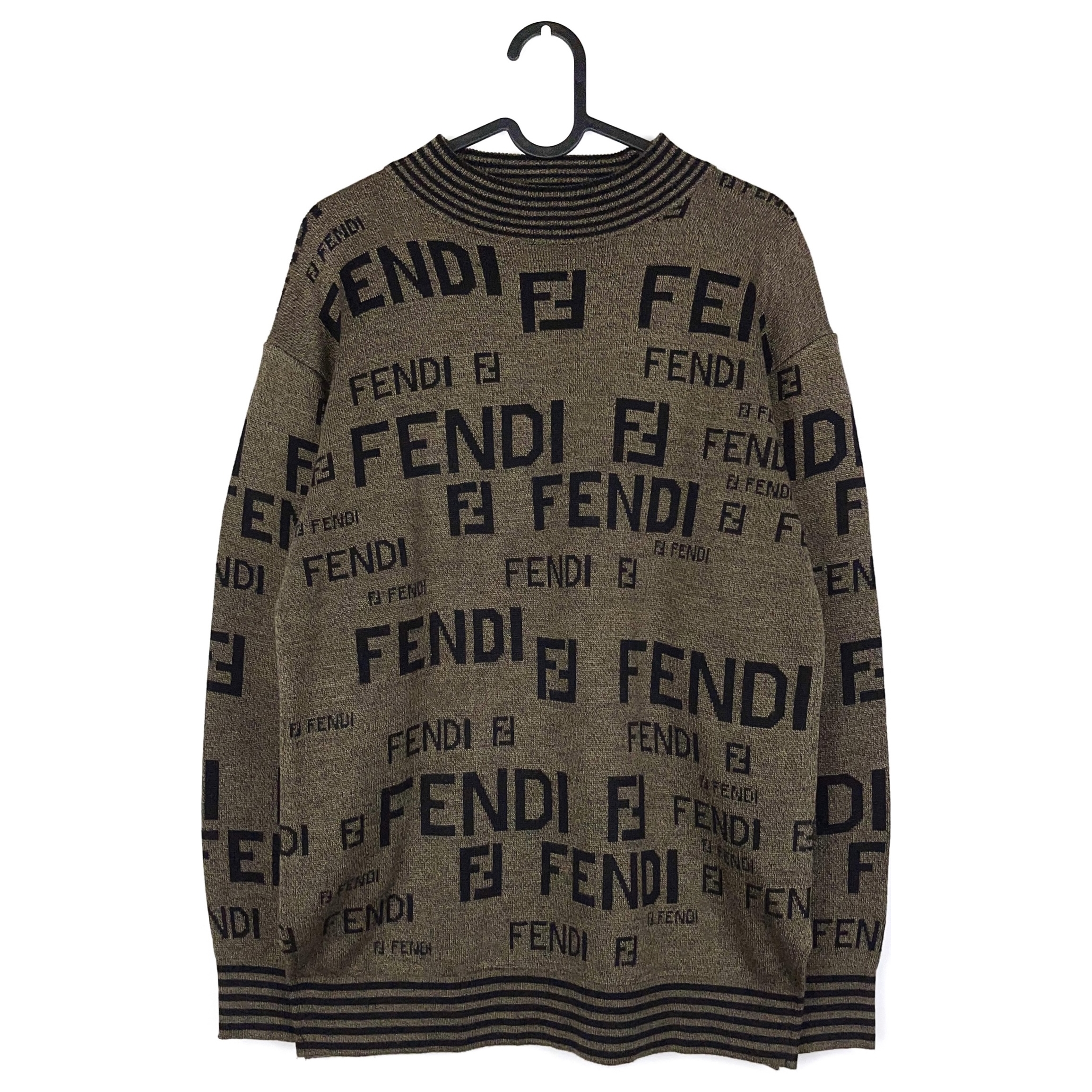 Vintage Fendi FF Logo Zucca Monogram Mare Wool Sweater