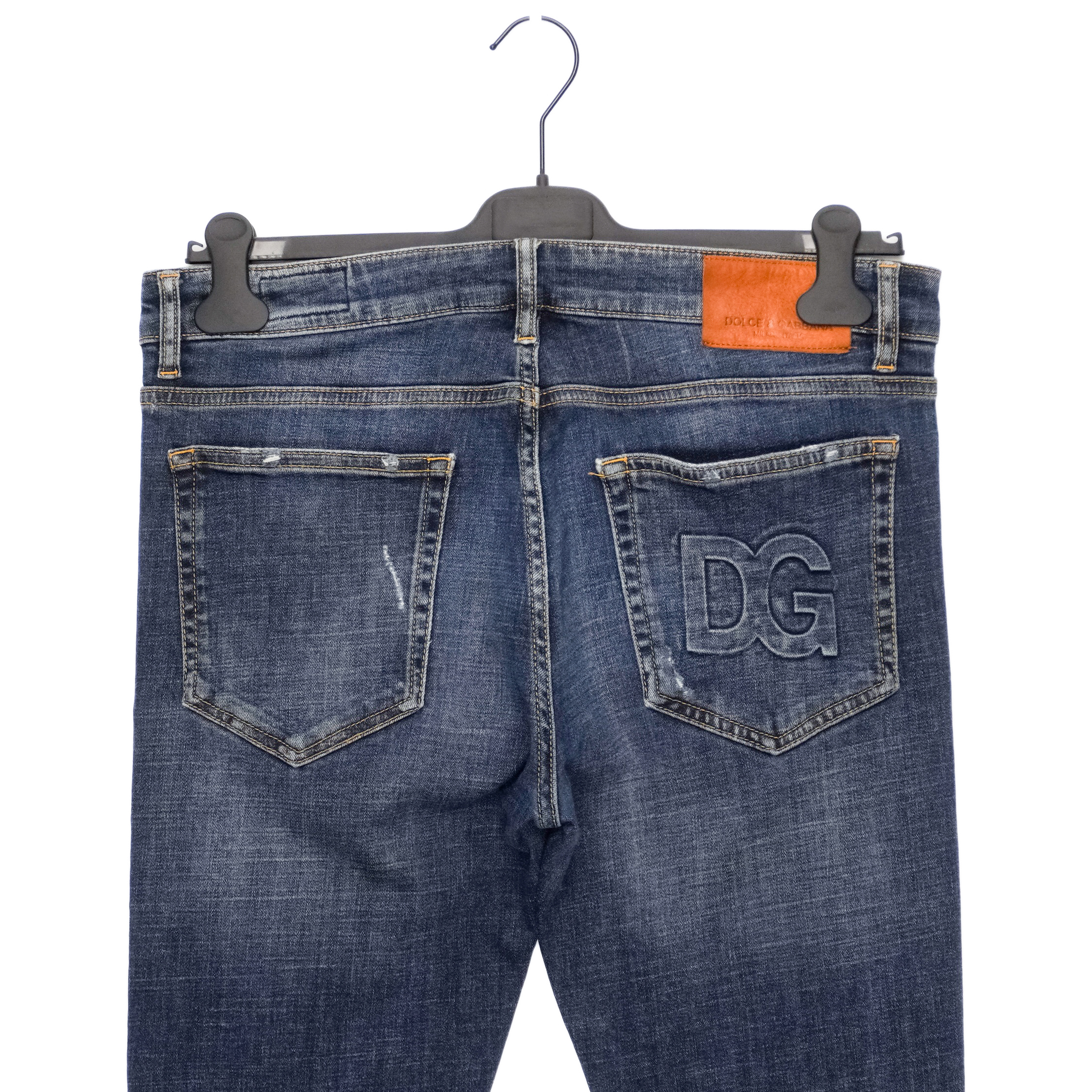 Dolce Gabbana LIght Blue Distressed DG Logo Slim Pant Jeans — photo 4