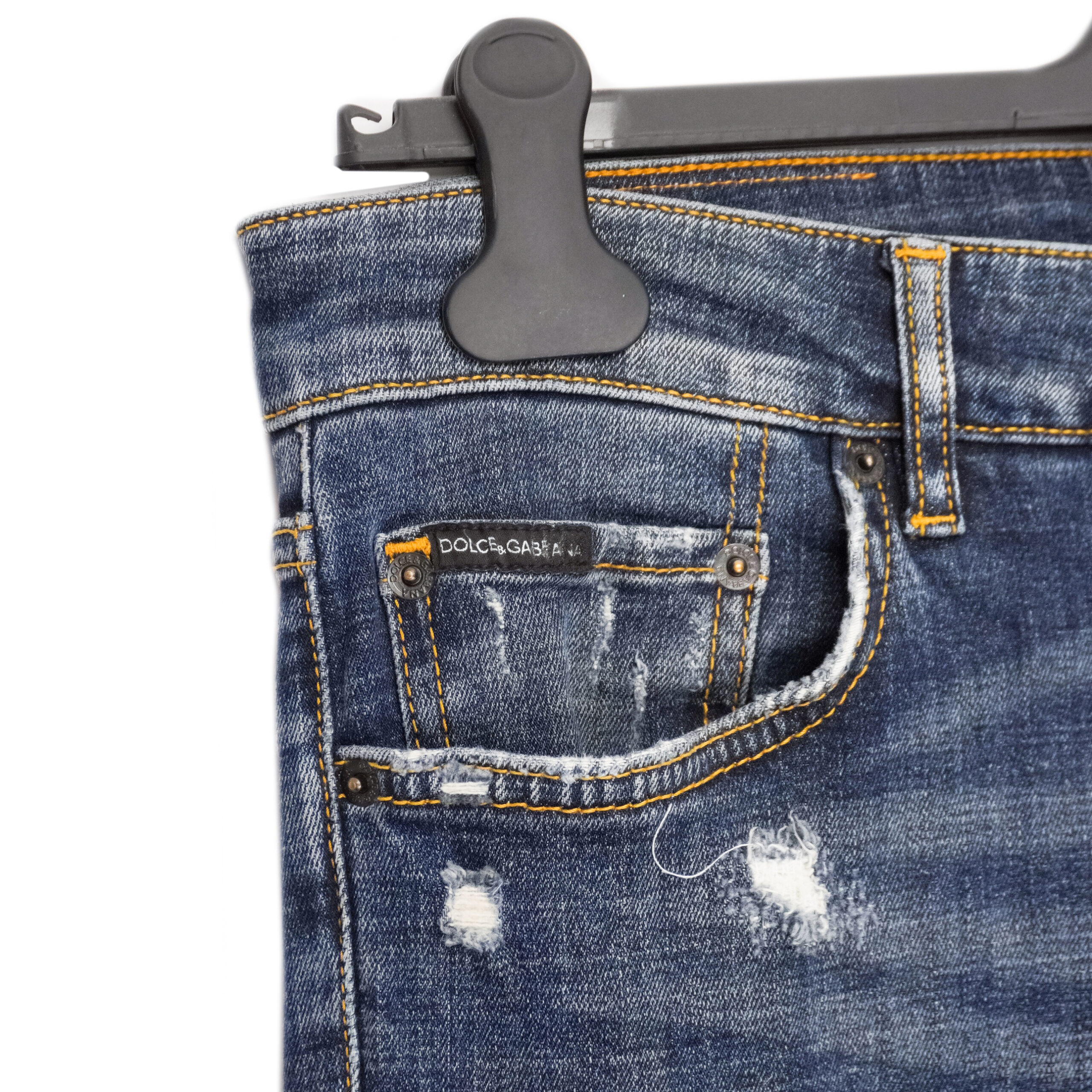 Dolce Gabbana LIght Blue Distressed DG Logo Slim Pant Jeans — photo 6