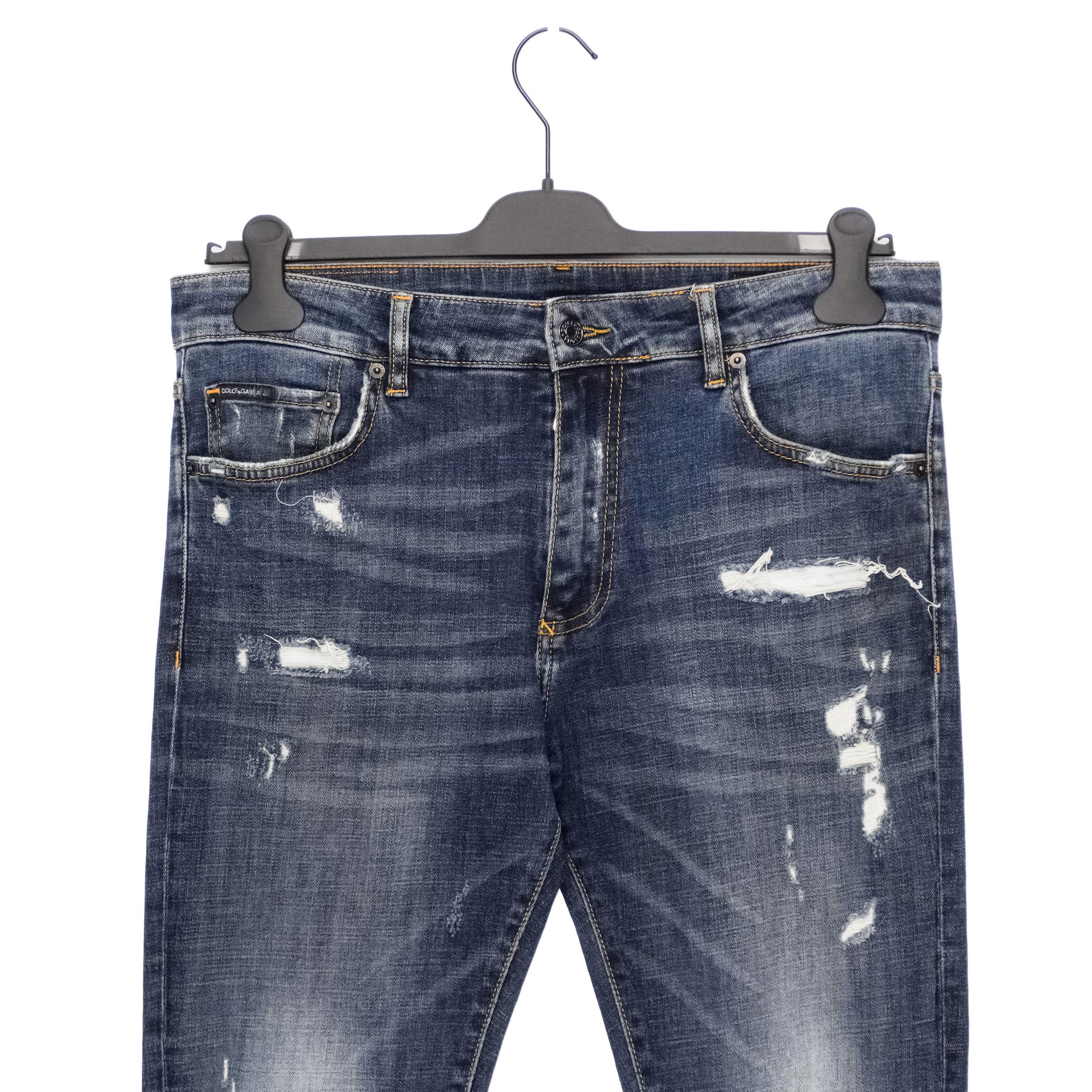Dolce Gabbana LIght Blue Distressed DG Logo Slim Pant Jeans — photo 2