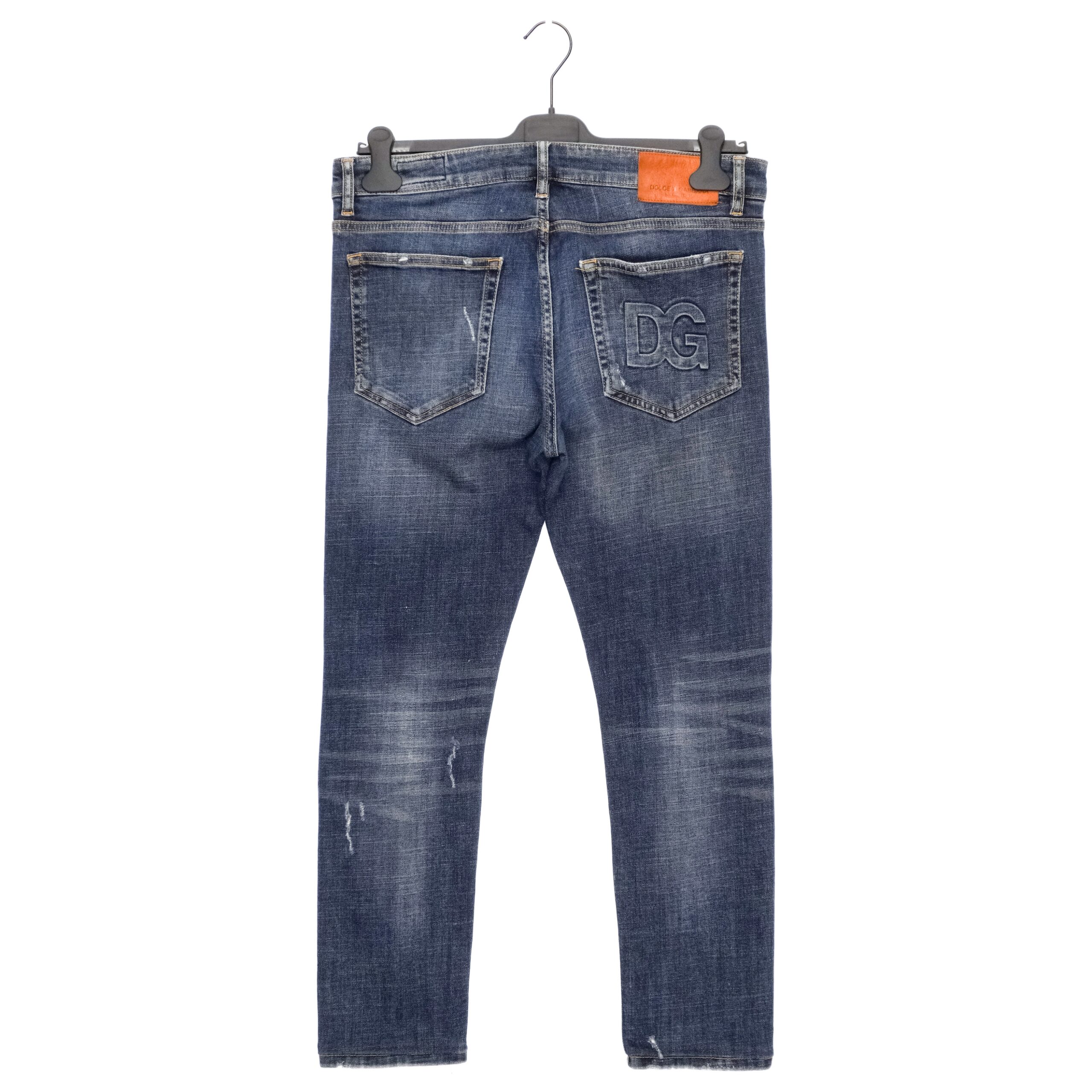 Dolce Gabbana LIght Blue Distressed DG Logo Slim Pant Jeans — photo 3