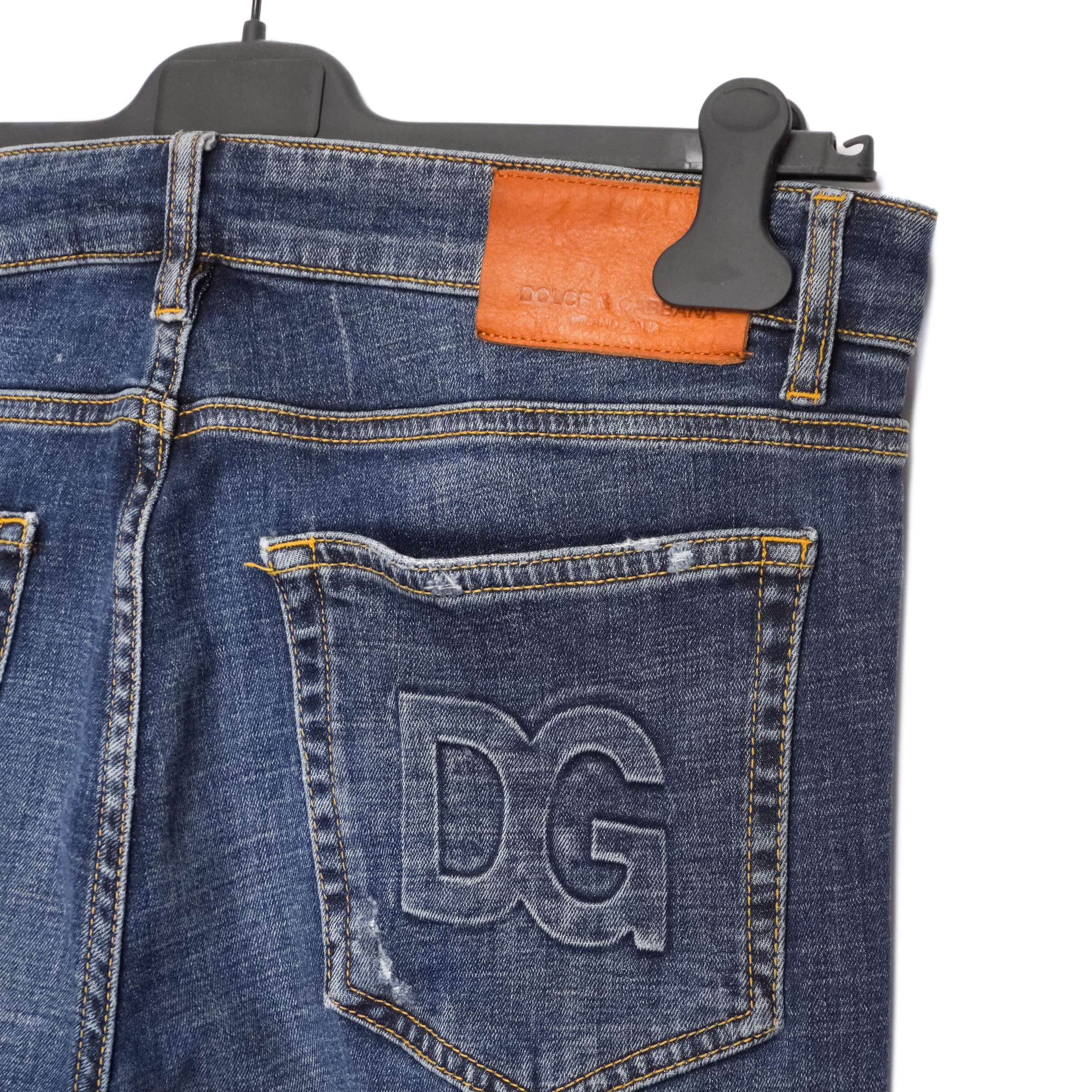 Dolce Gabbana LIght Blue Distressed DG Logo Slim Pant Jeans — photo 5