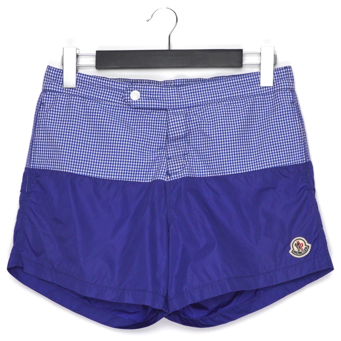 Moncler Solid Two Tone Nylon Logo Boxer Mare Swim Shorts