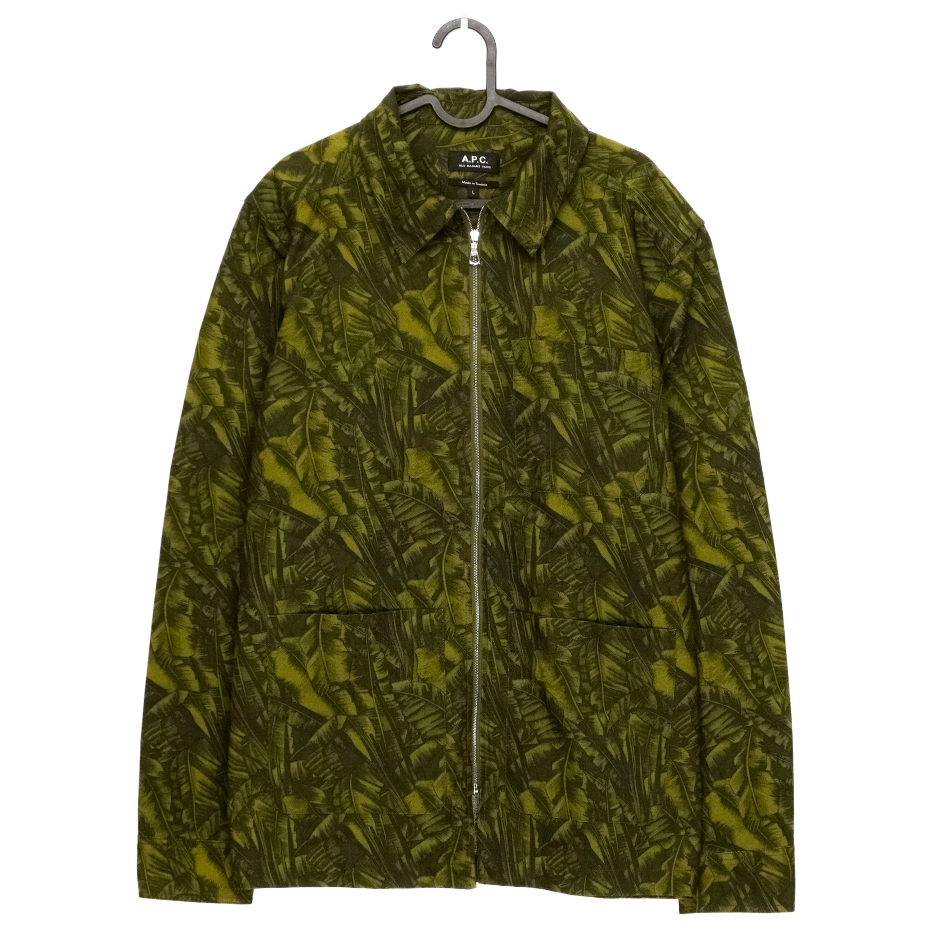 A.P.C. Harry Camouflage Print Green Ripstop Zip Jacket