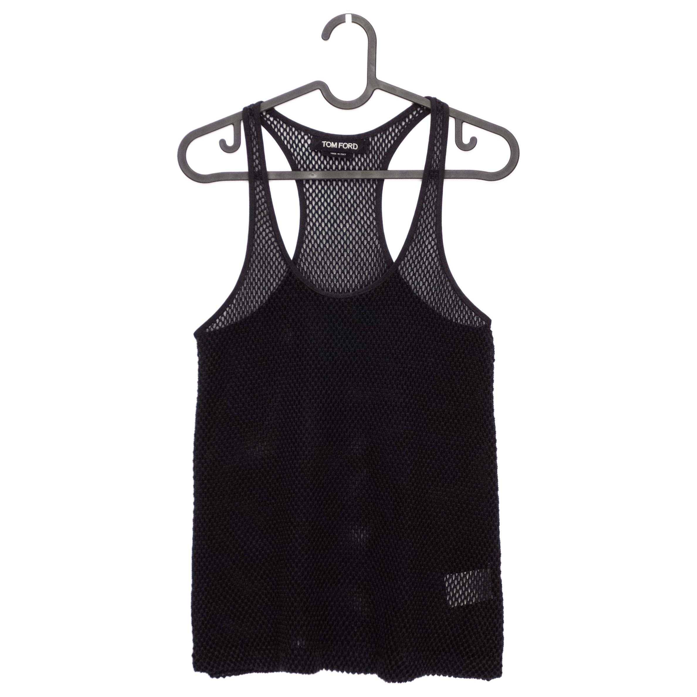 Tom Ford Black Women’s Silk Cotton Blend Mesh Vest Tank Top