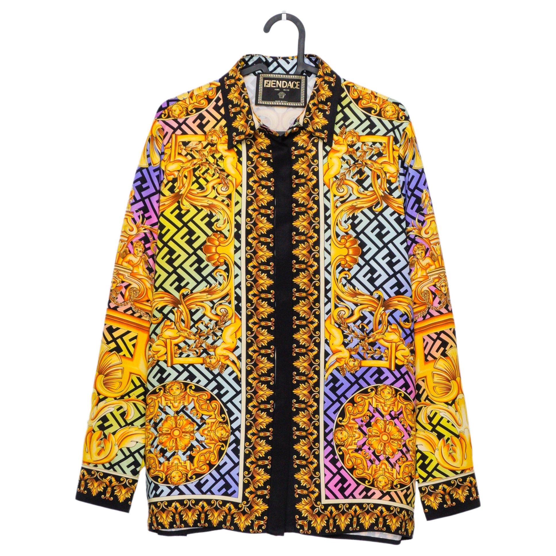 Fendi Versace Baroque Medusa FF Monogram Women’s Silk Shirt