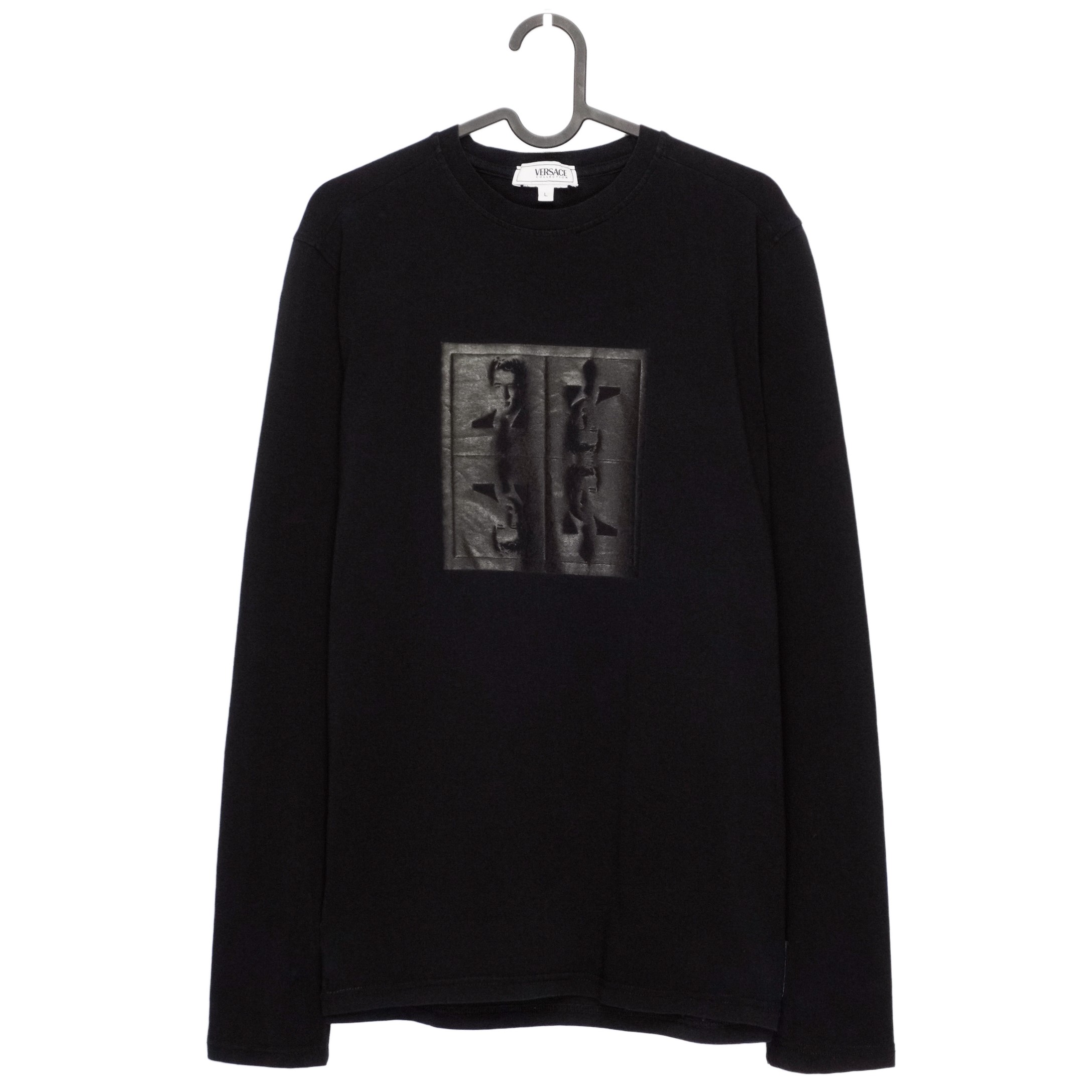 Vintage Versace Gianni Print Black Long Sleeve Tee Shirt