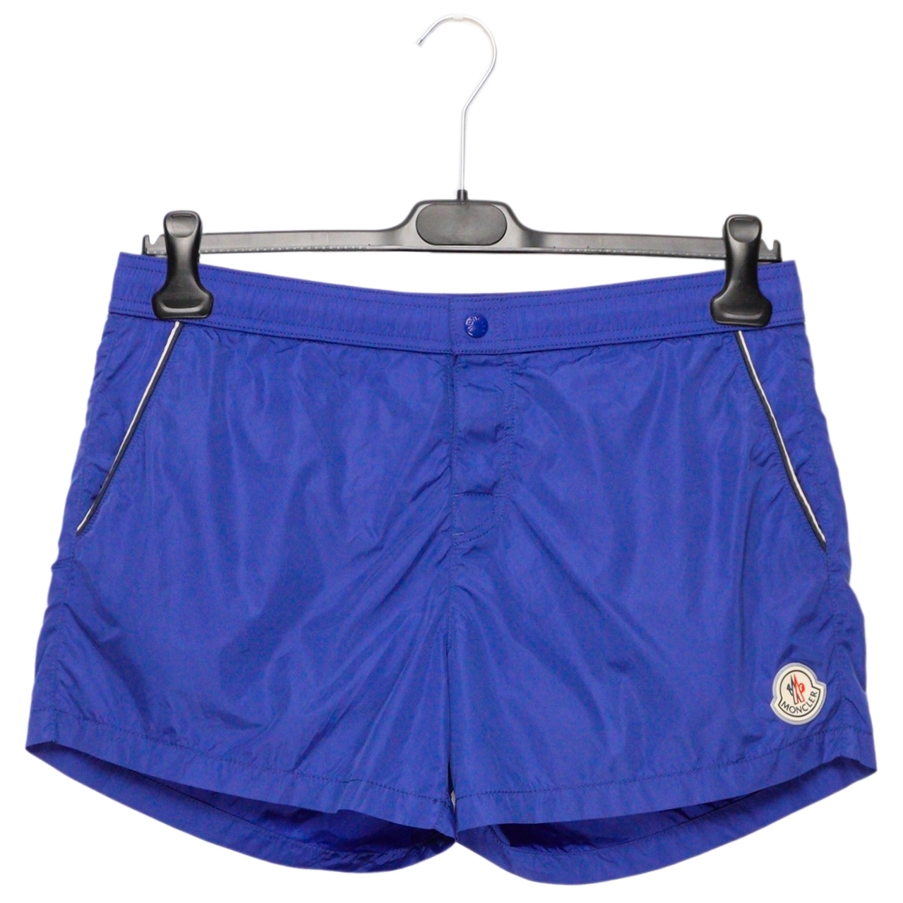 Moncler Solid Nylon Logo Boxer Mare Light Blue Swim Shorts
