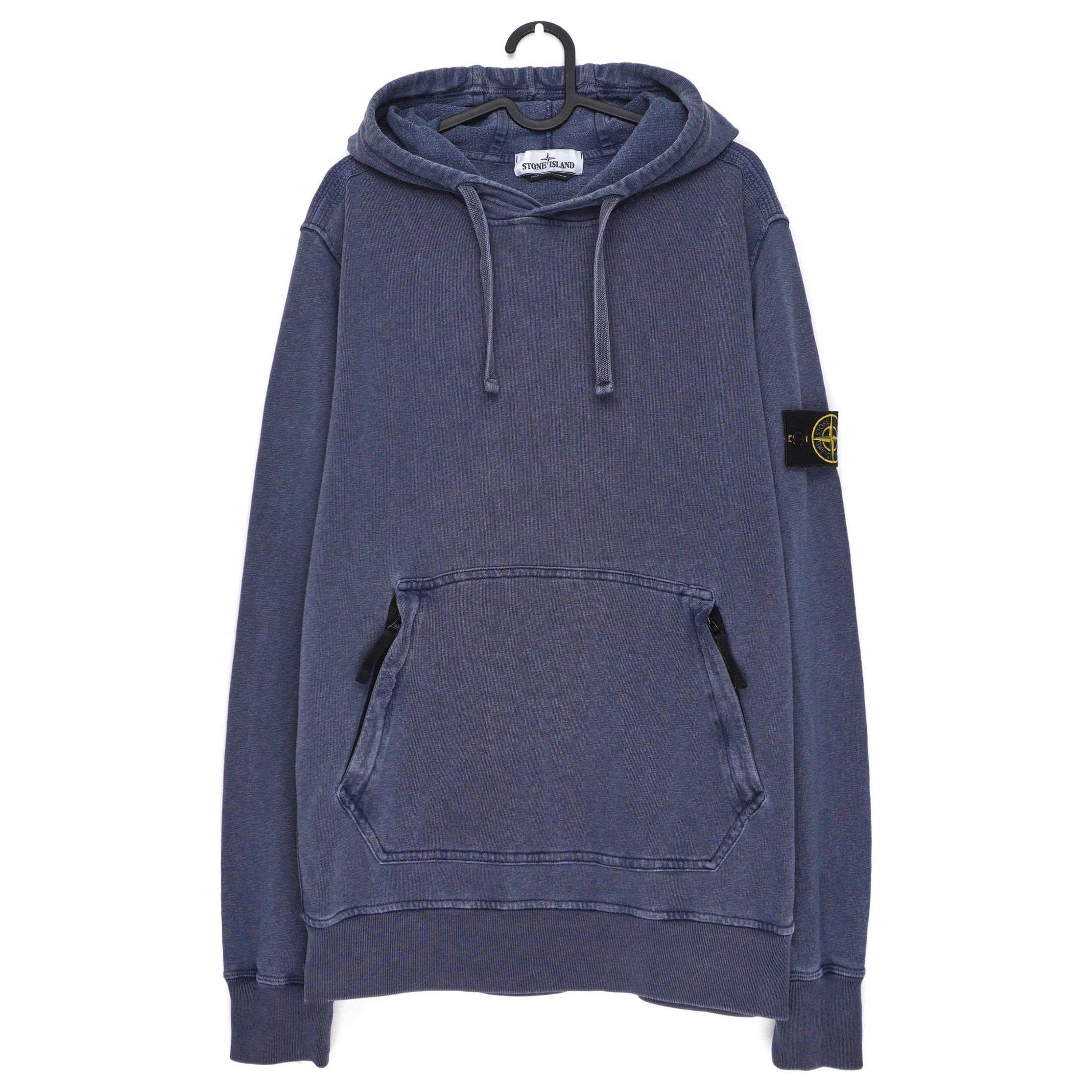 Stone Island Garment Dyed Old Blue Fleece Sweatshirt Hoodie