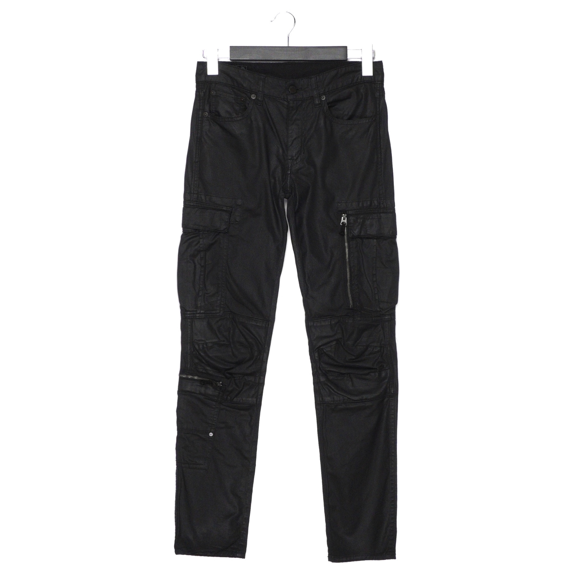 Polo Ralph Lauren Waxed Leather Black Moto Cargo Zip Pants
