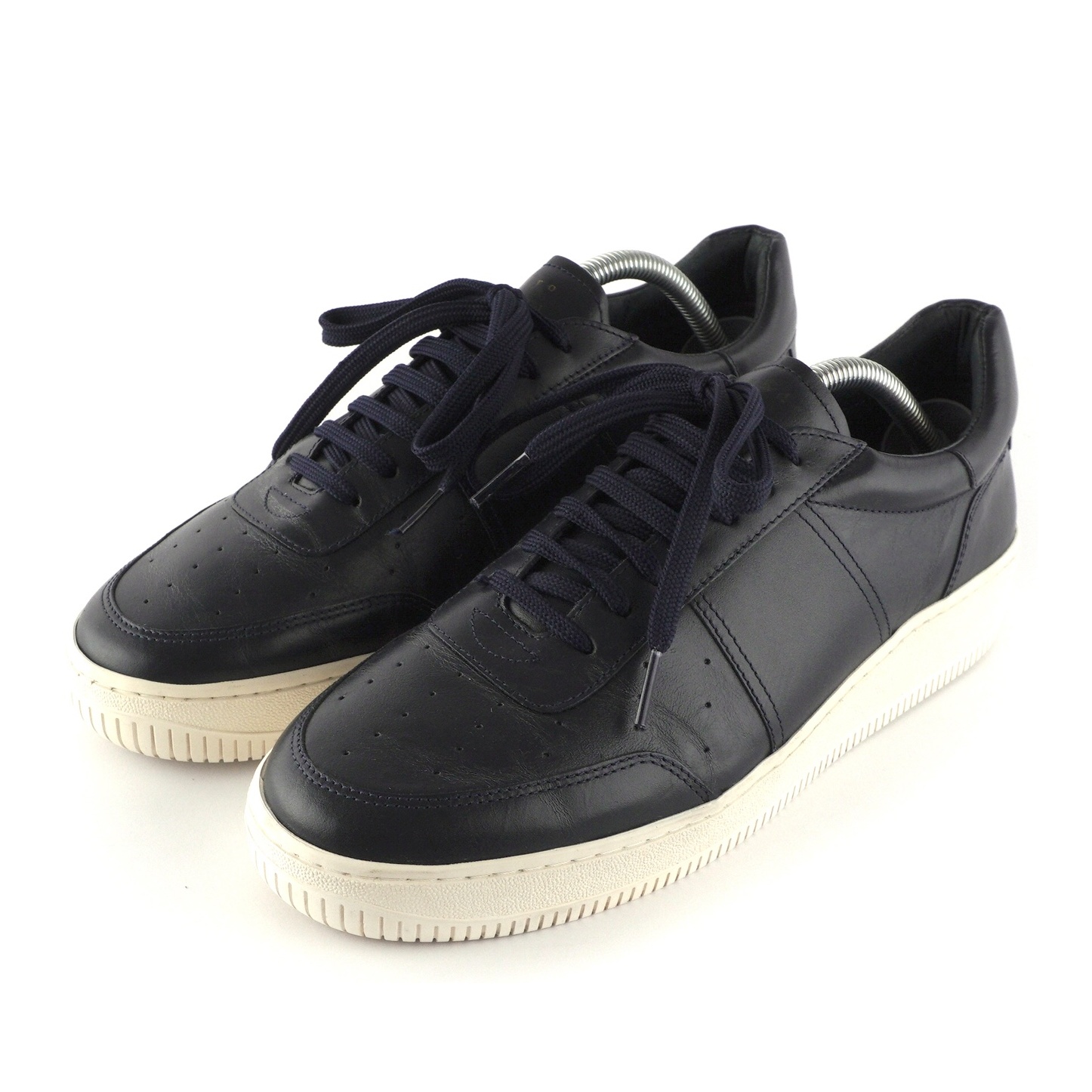Sandro Plain Cow Leather Low Top Navy Sneakers
