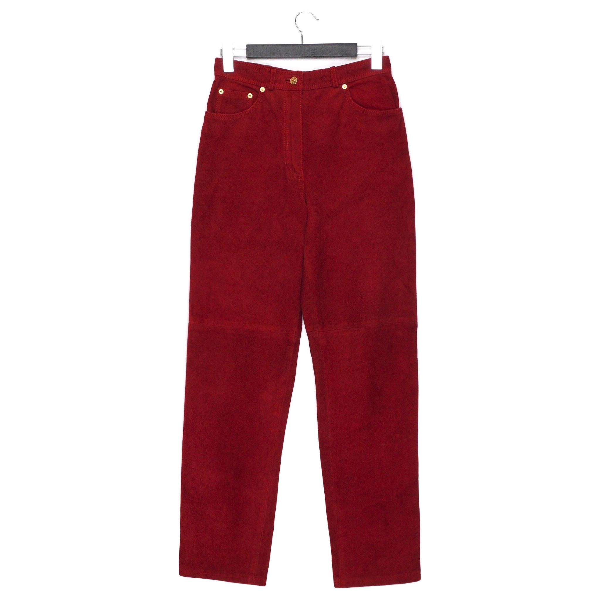Gucci Tom Ford Era 90’s Red Suede Leather High Waist Pants